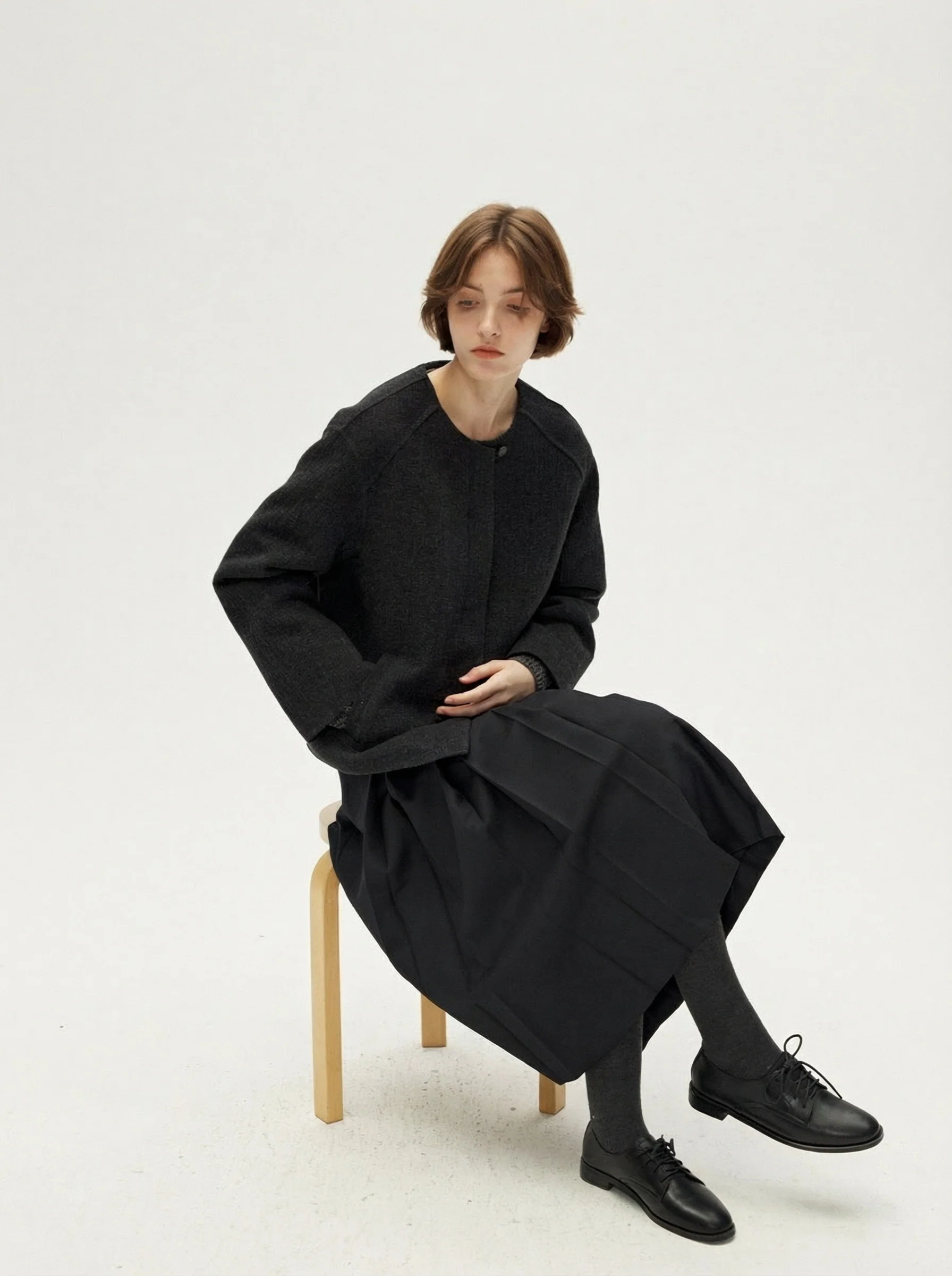 Collarless Button Jacket - Image 5