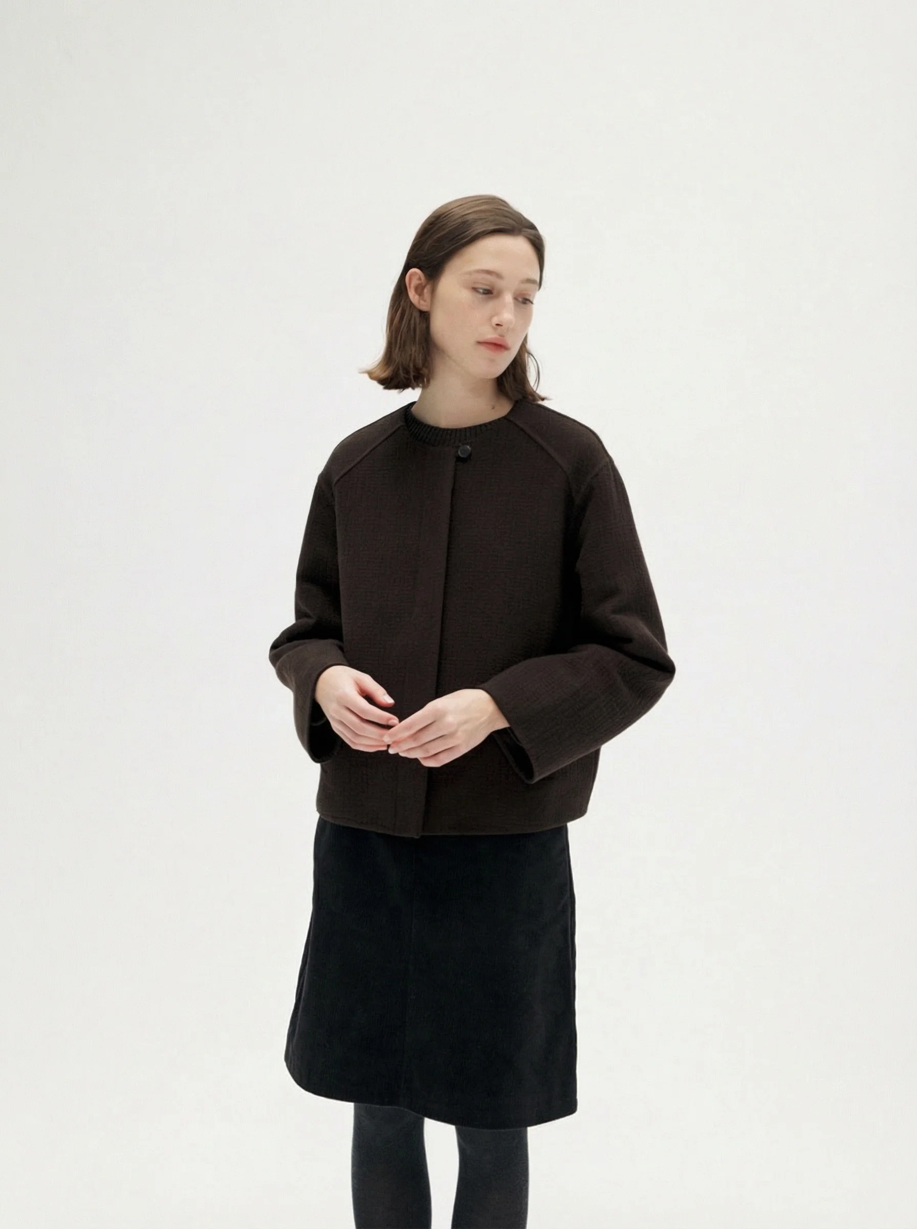Collarless Button Jacket - Image 3