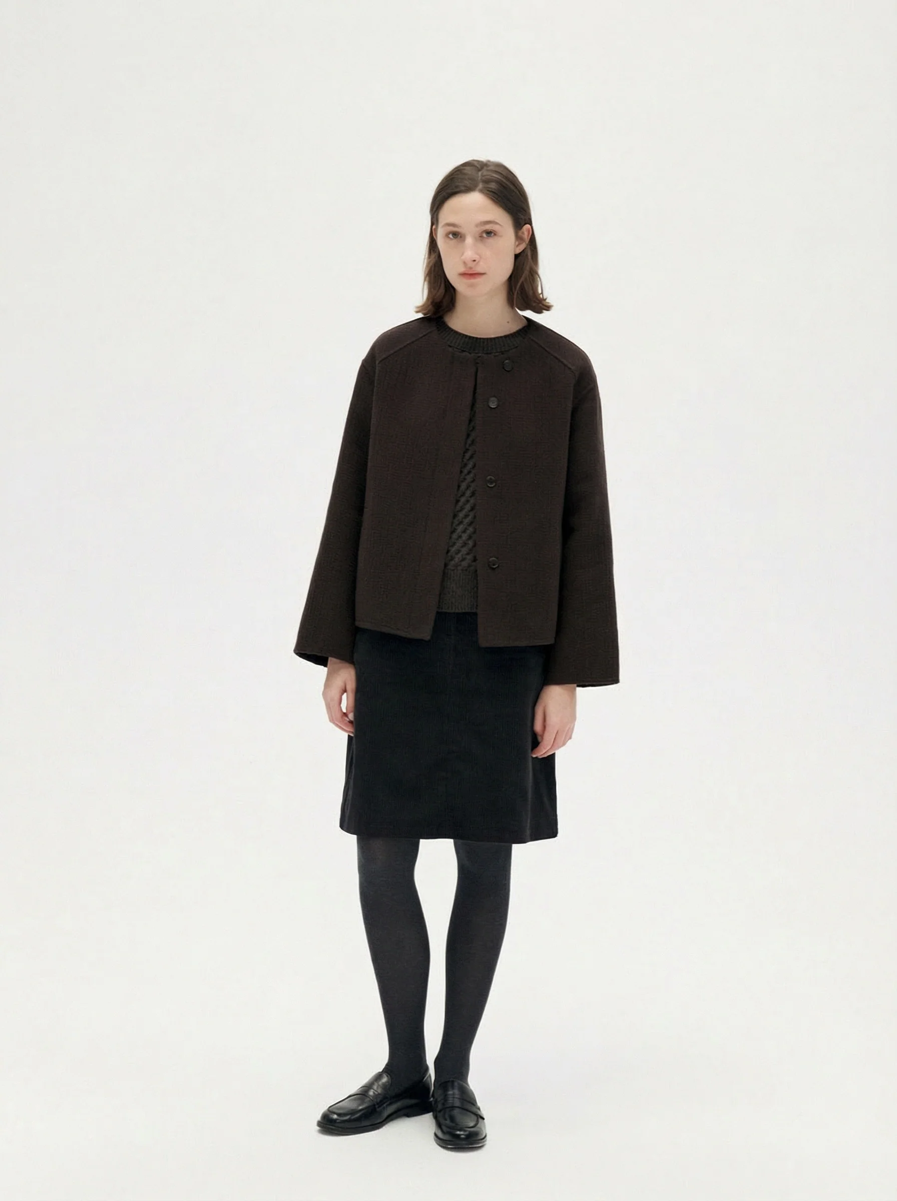 Collarless Button Jacket - Image 5
