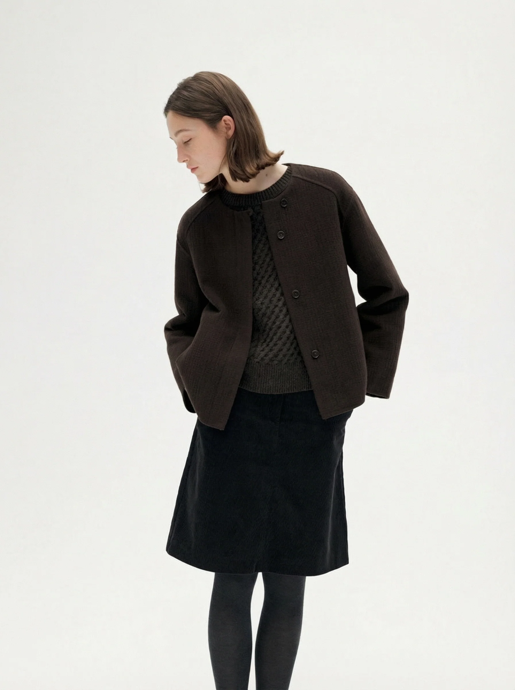 Collarless Button Jacket - Image 6