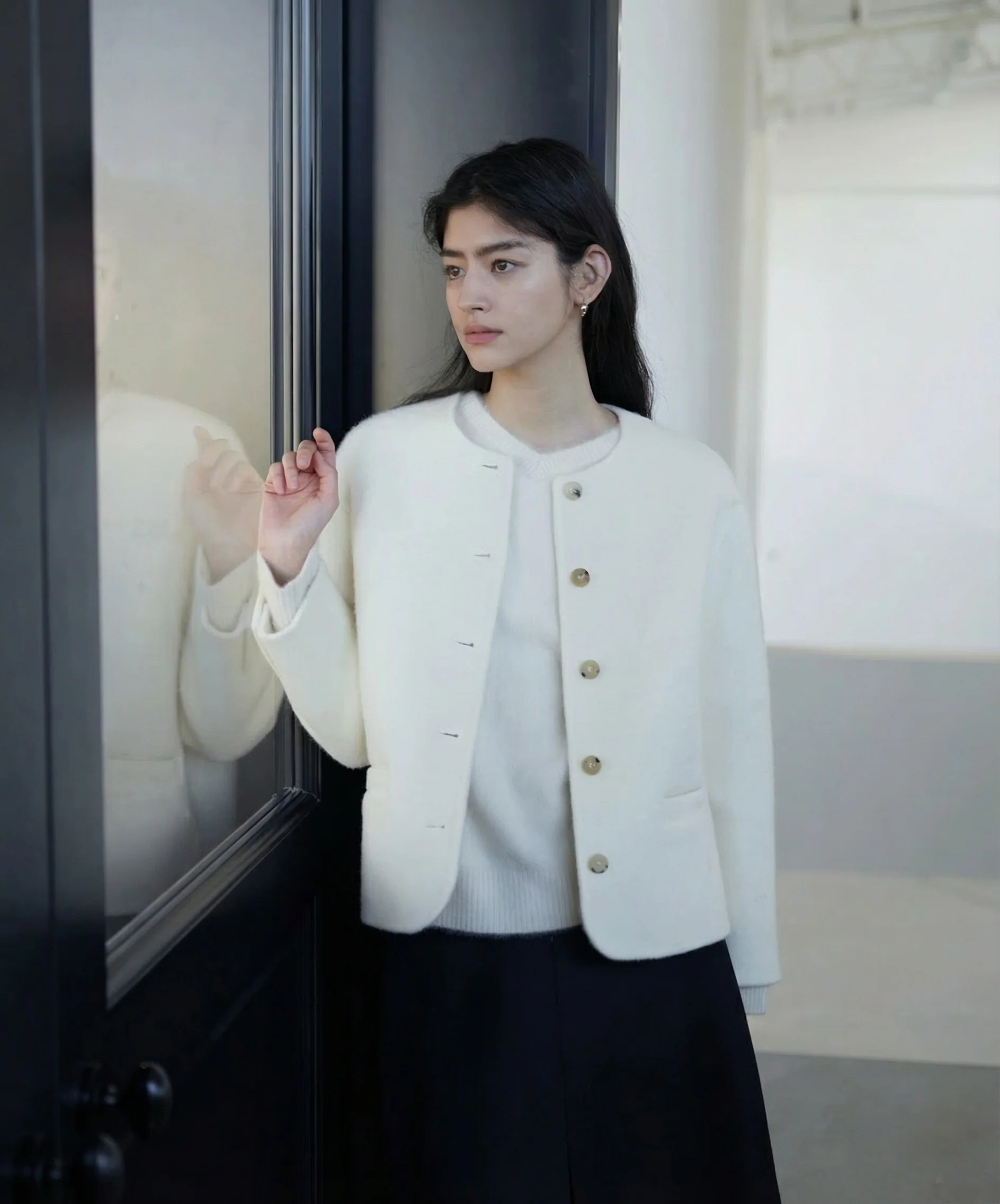 Collarless Button Jacket
