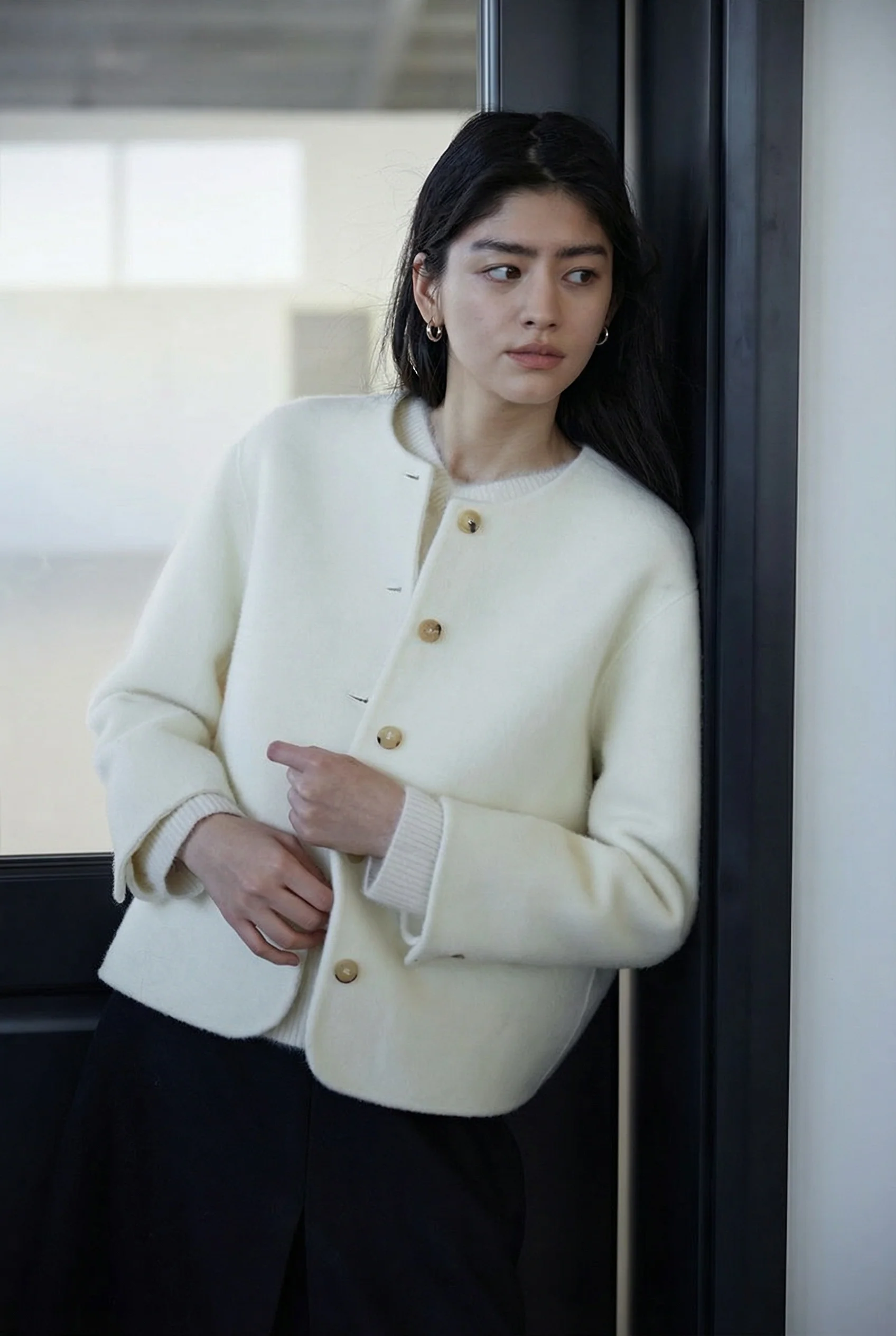 Collarless Button Jacket - Image 2