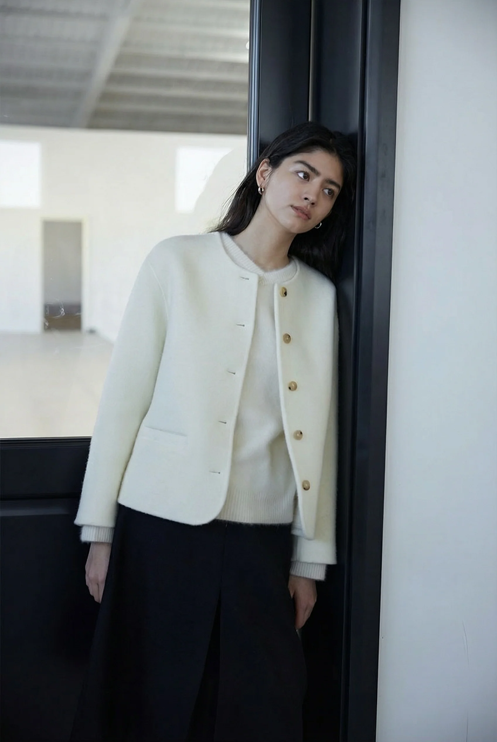 Collarless Button Jacket - Image 3