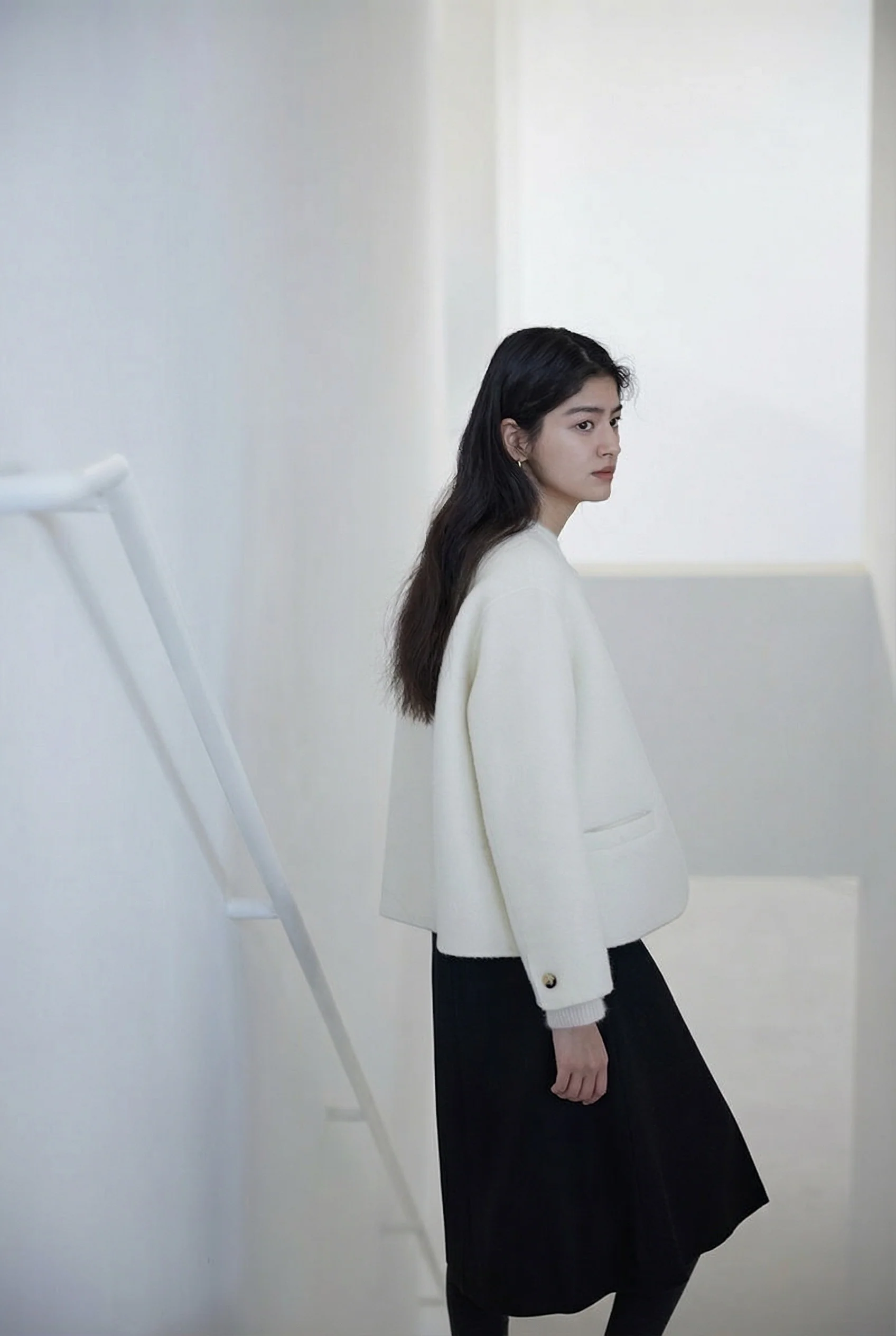 Collarless Button Jacket - Image 5
