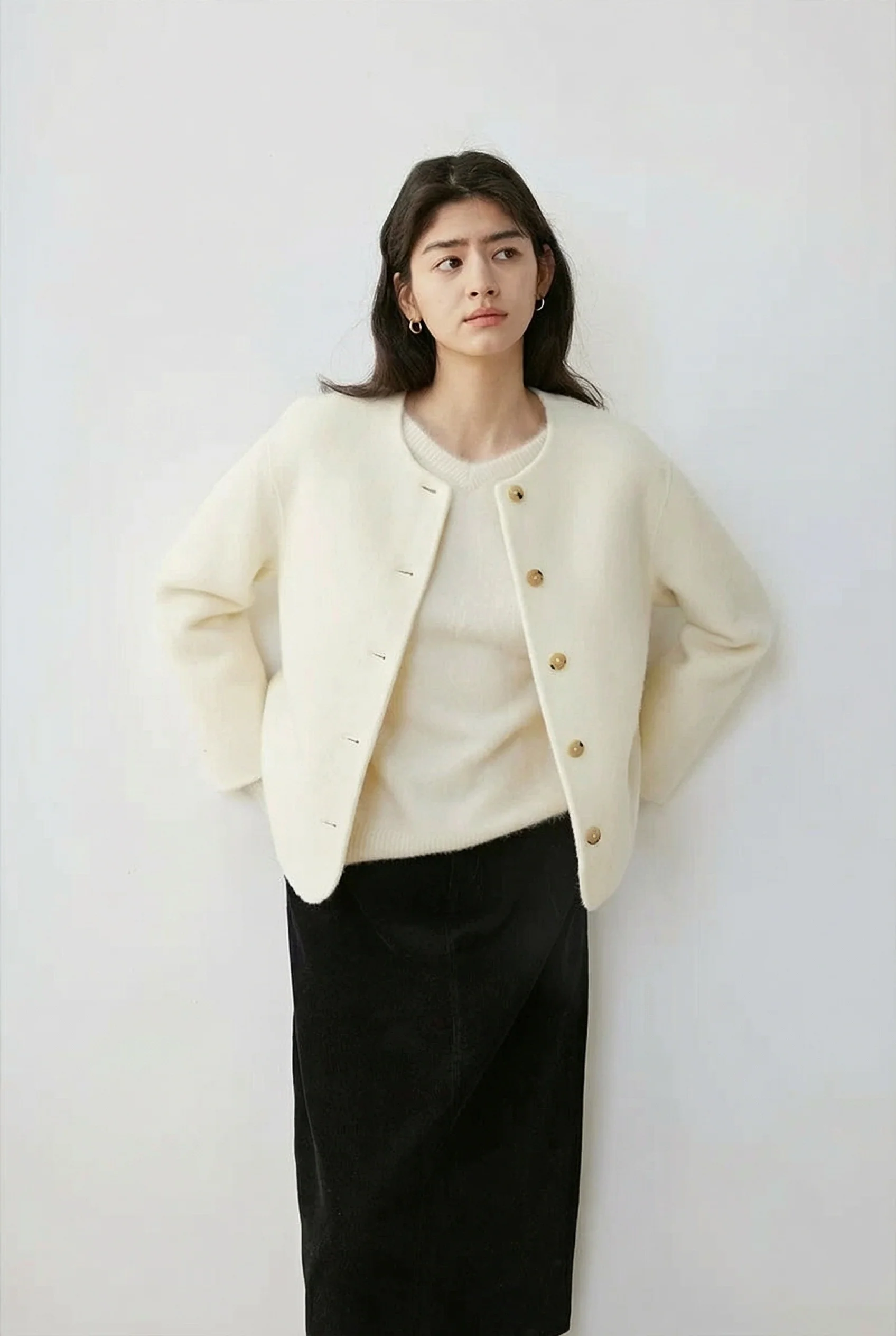 Collarless Button Jacket - Image 6