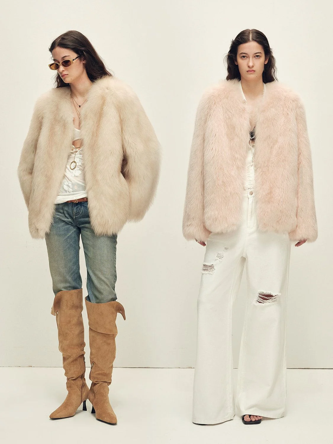 Collarless Fox Fur Jacket - Image 5