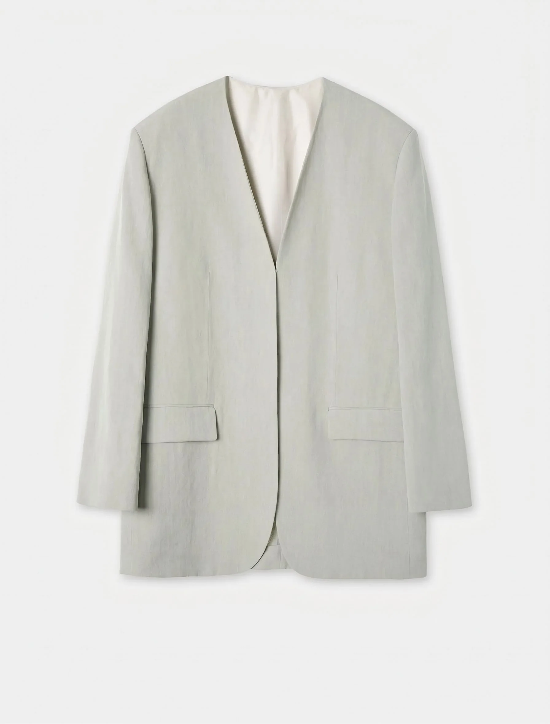 Collarless Linen Blazer - Image 9