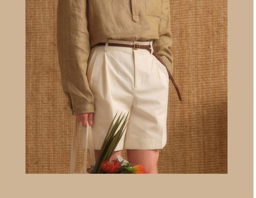 Collarless Linen Long-Sleeve Shirt