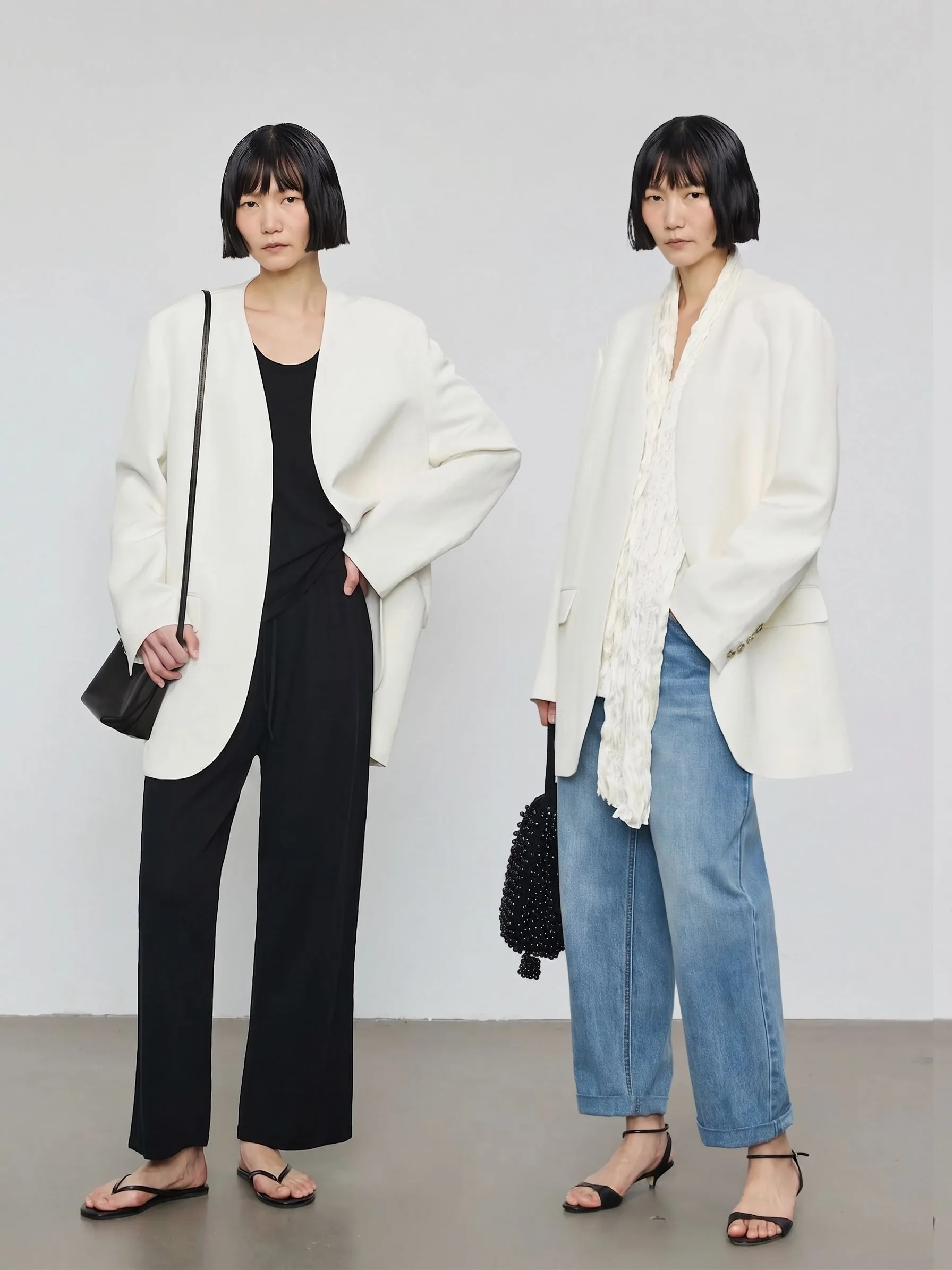 Collarless Long Blazer - Image 4