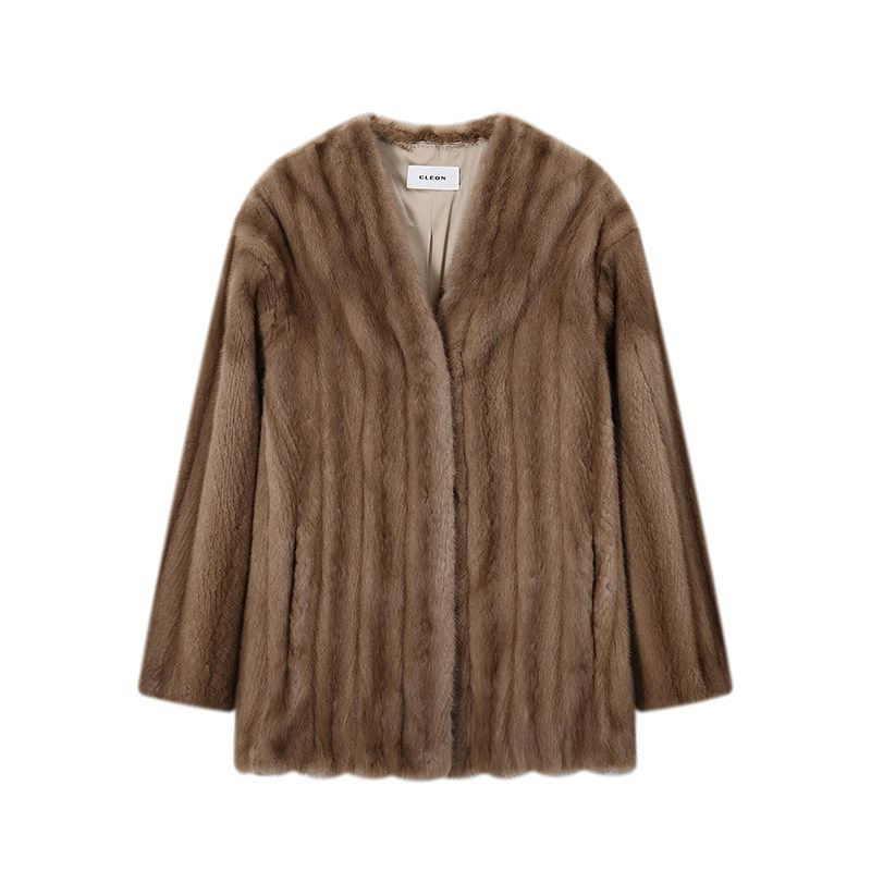 Collarless Mink Coat - Image 2