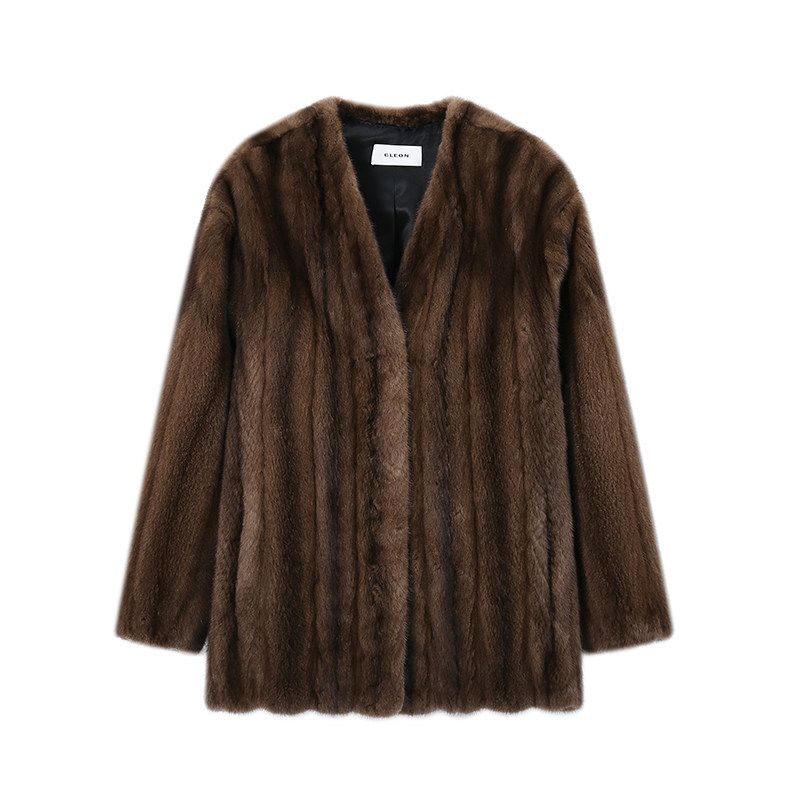 Collarless Mink Coat - Image 3