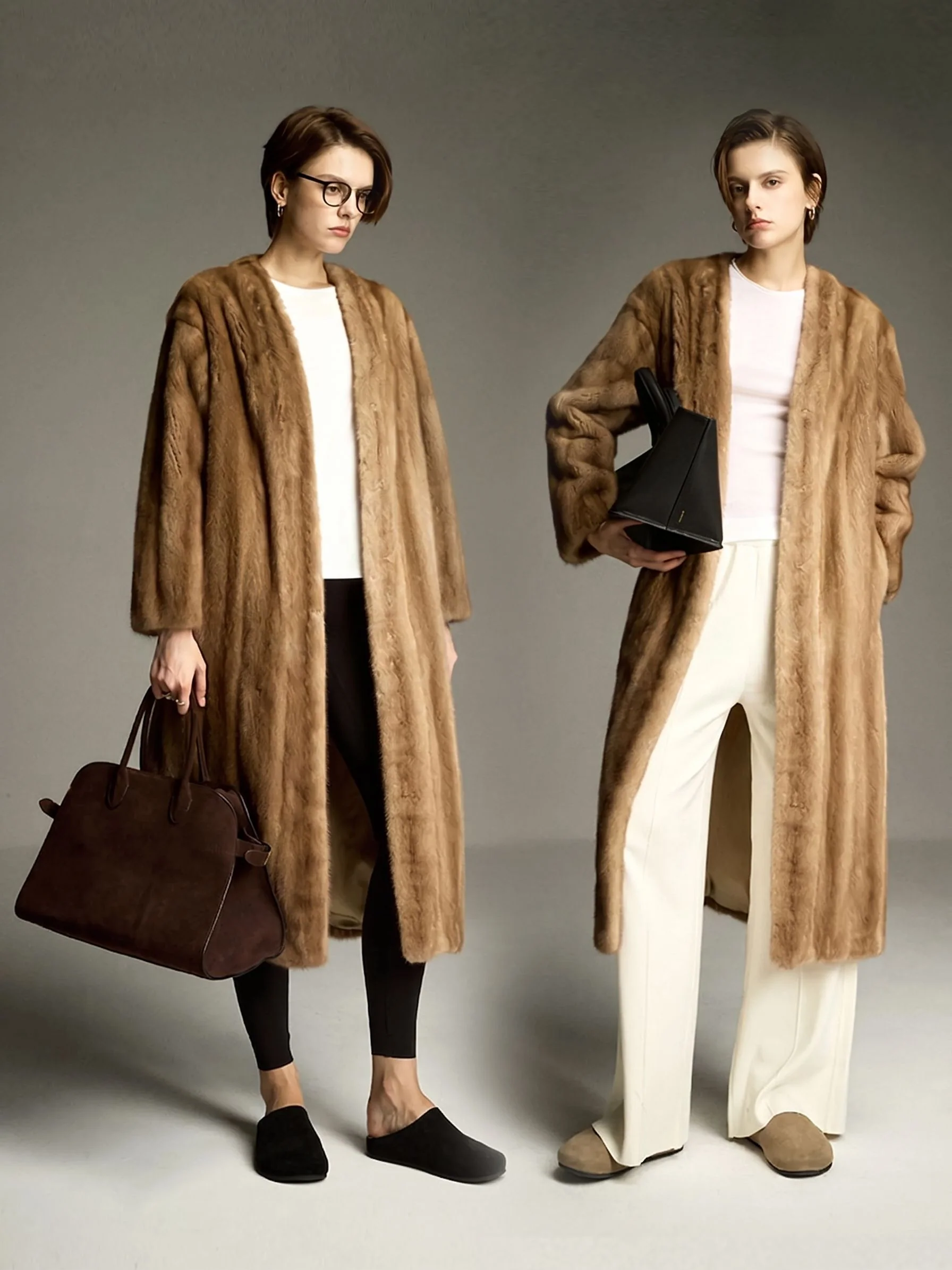 Collarless Mink Coat - Image 9