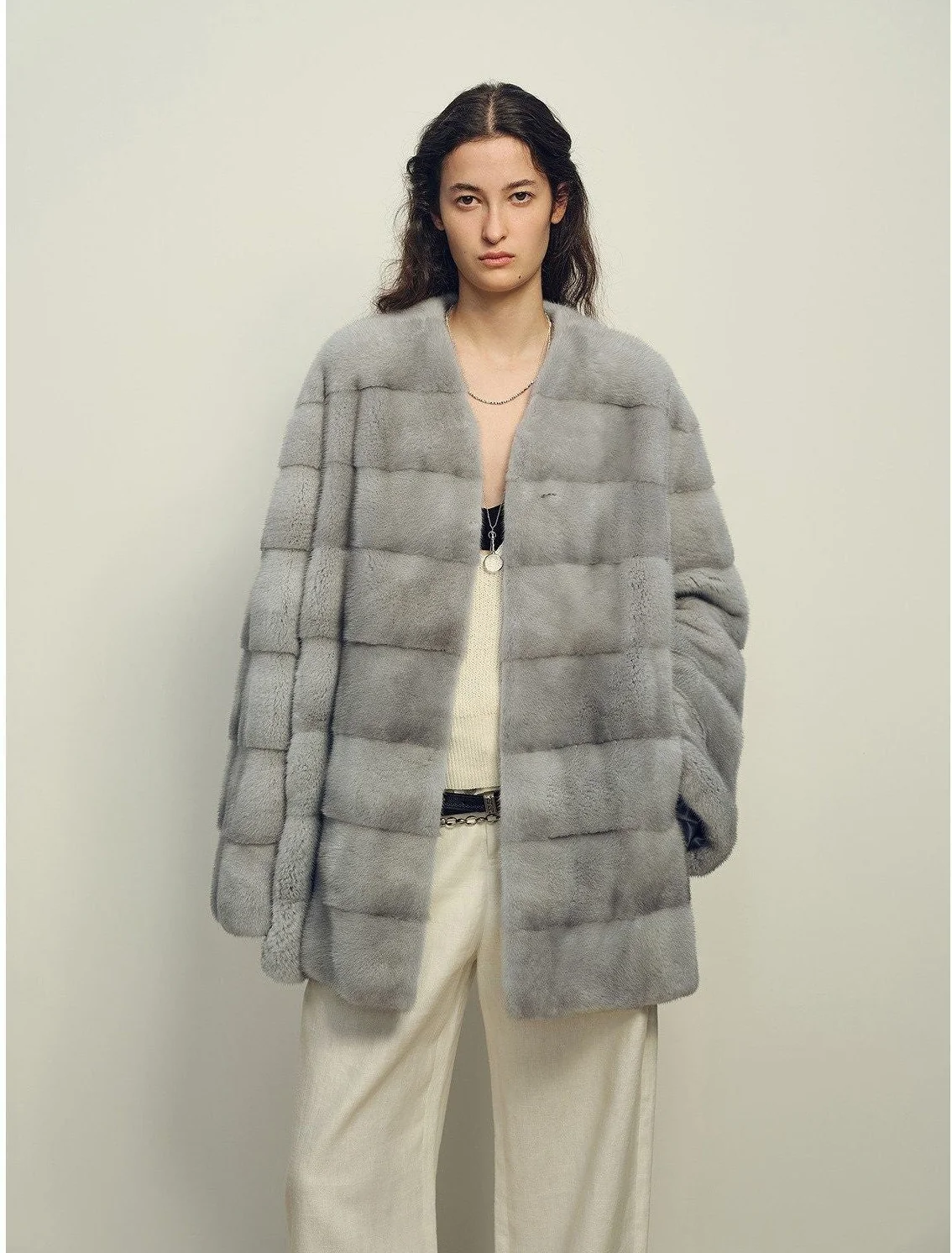 Collarless Mink Jacket - Image 8