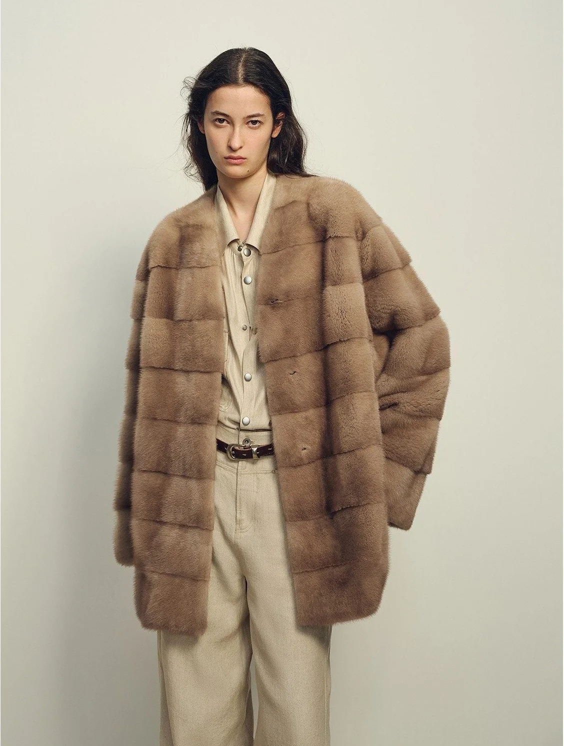 Collarless Mink Jacket - Image 9