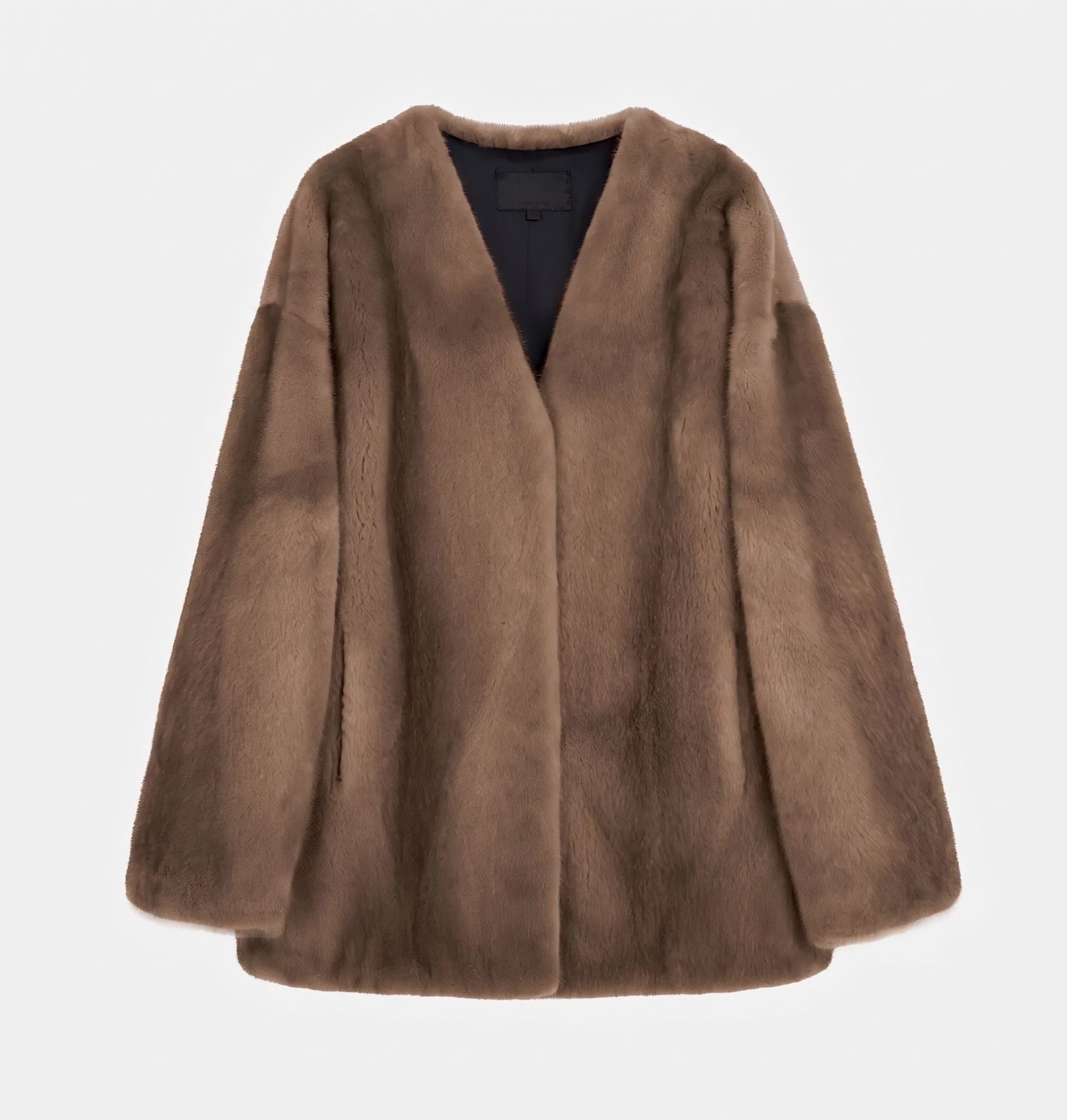 Collarless Mink Jacket - Image 11