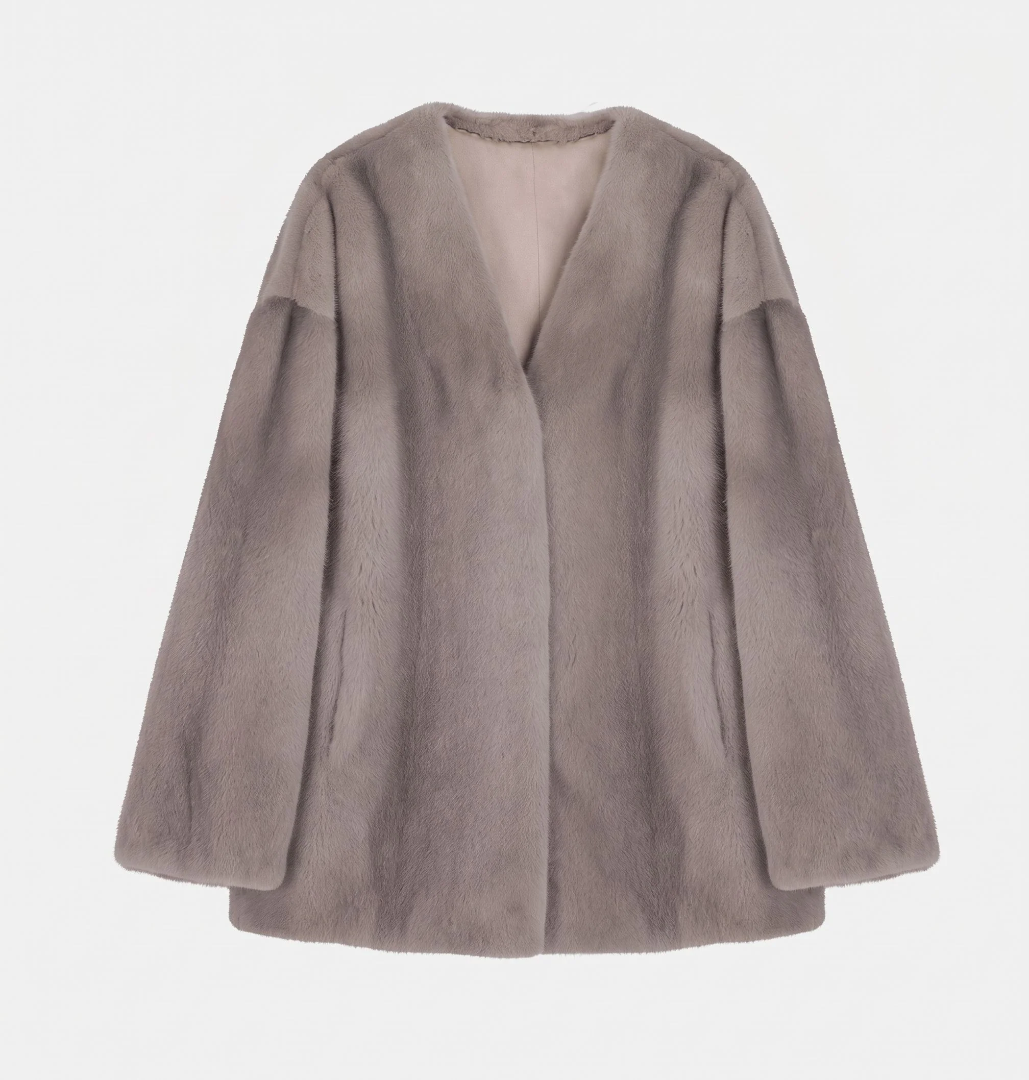 Collarless Mink Jacket - Image 14