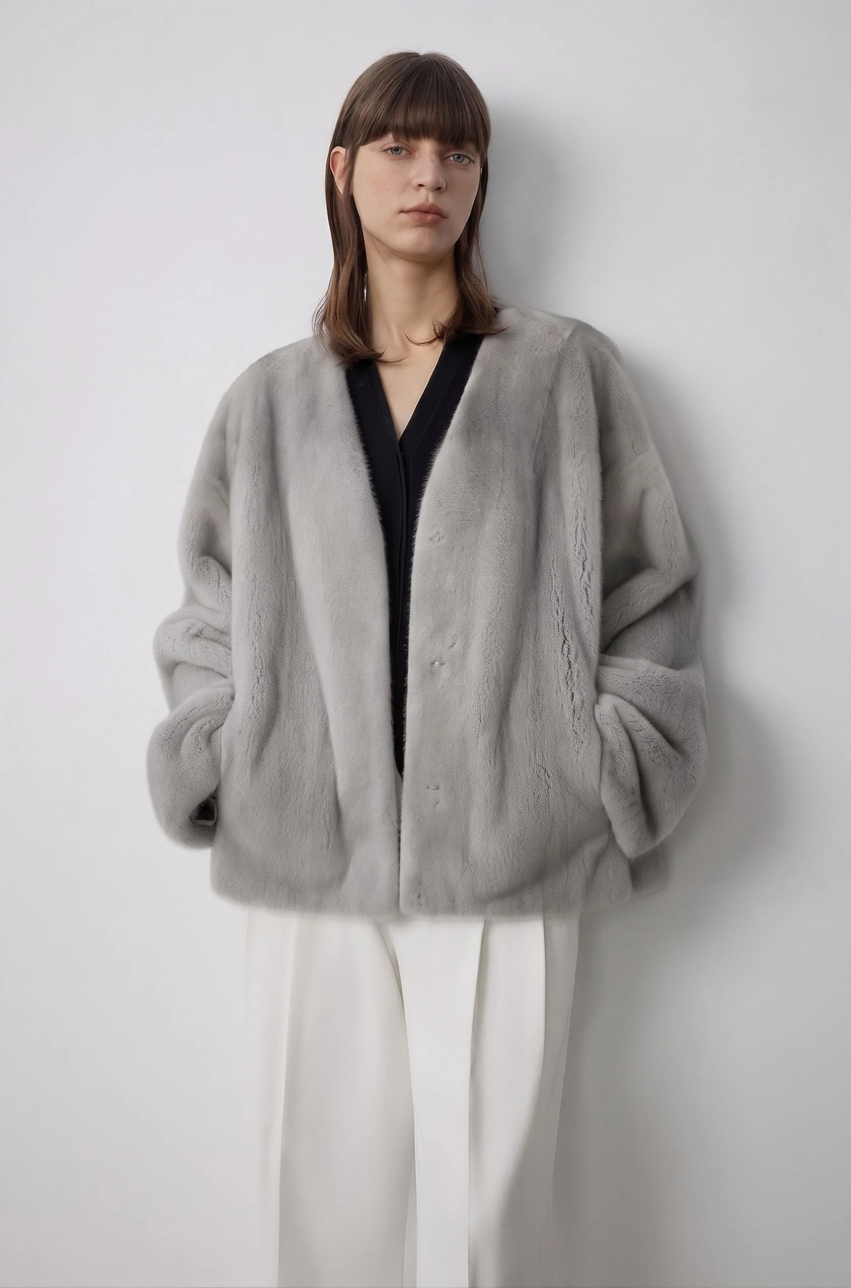 Collarless Mink Jacket - Image 3