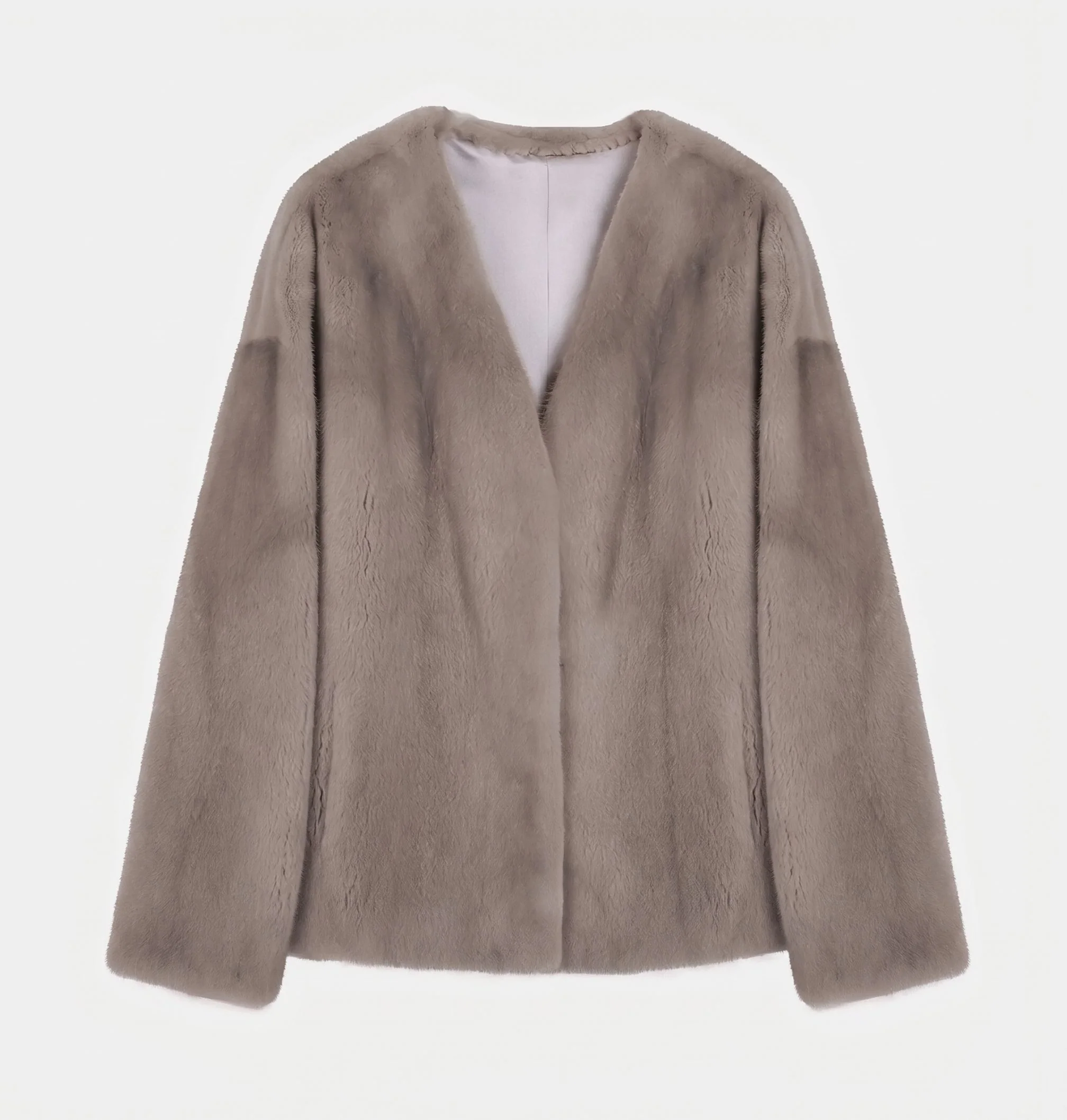 Collarless Mink Jacket - Image 9