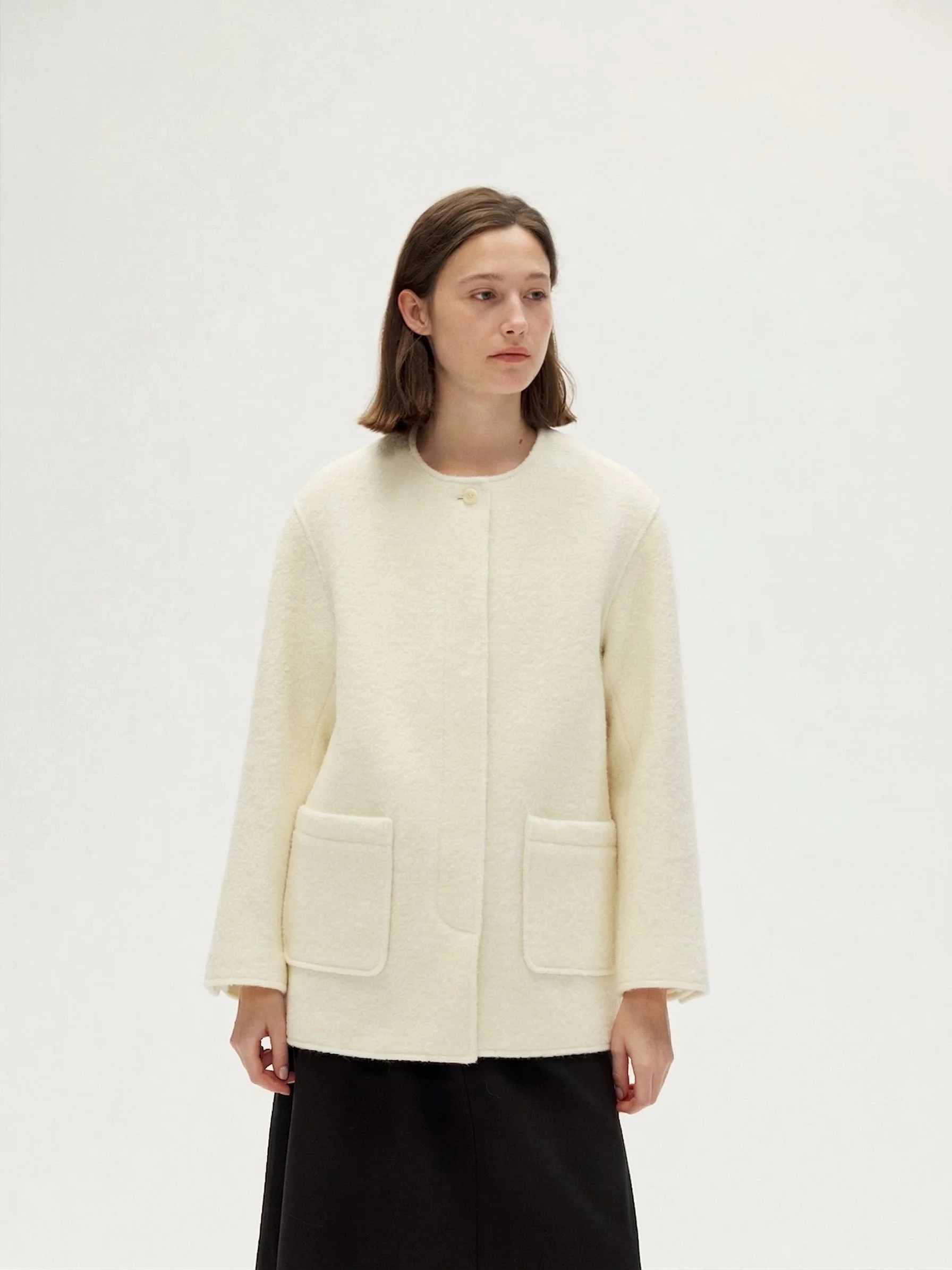 Collarless Patch Pocket Jacket - Image 2