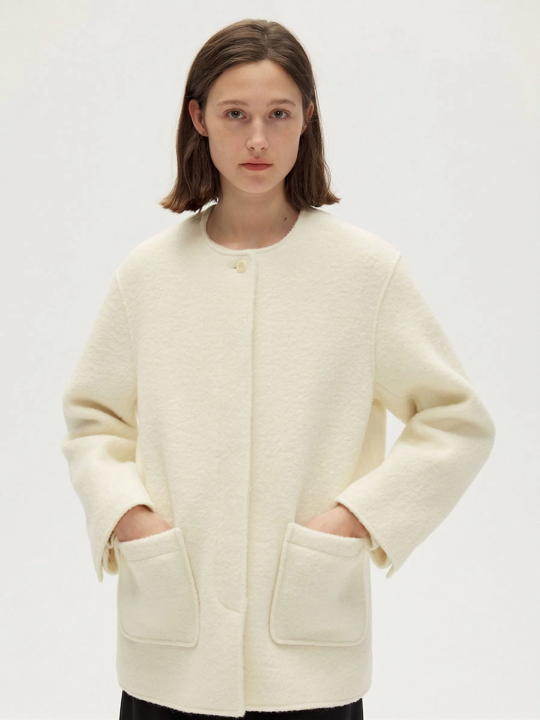 Collarless Patch Pocket Jacket - Image 3