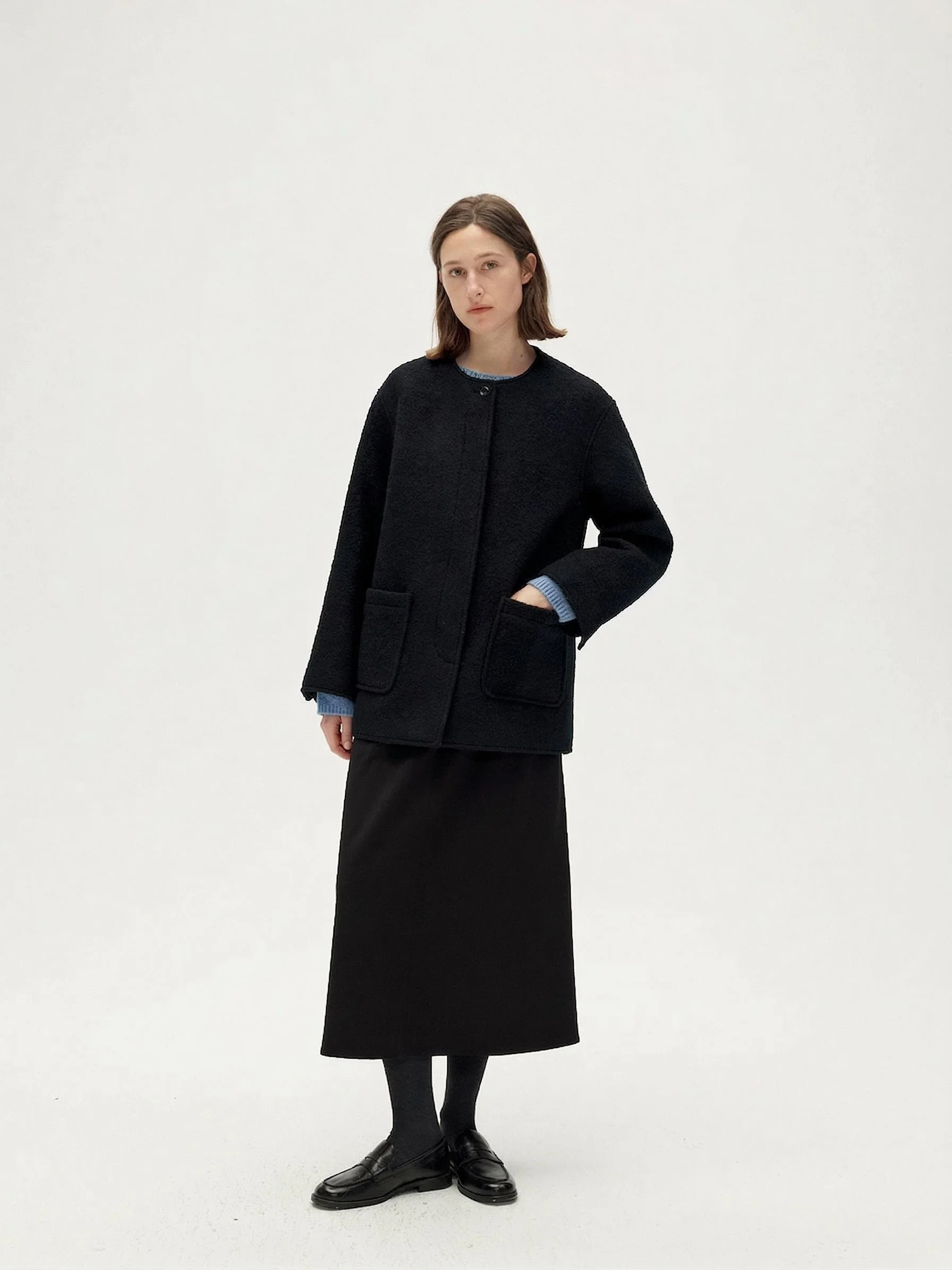 Collarless Patch Pocket Jacket - Image 6
