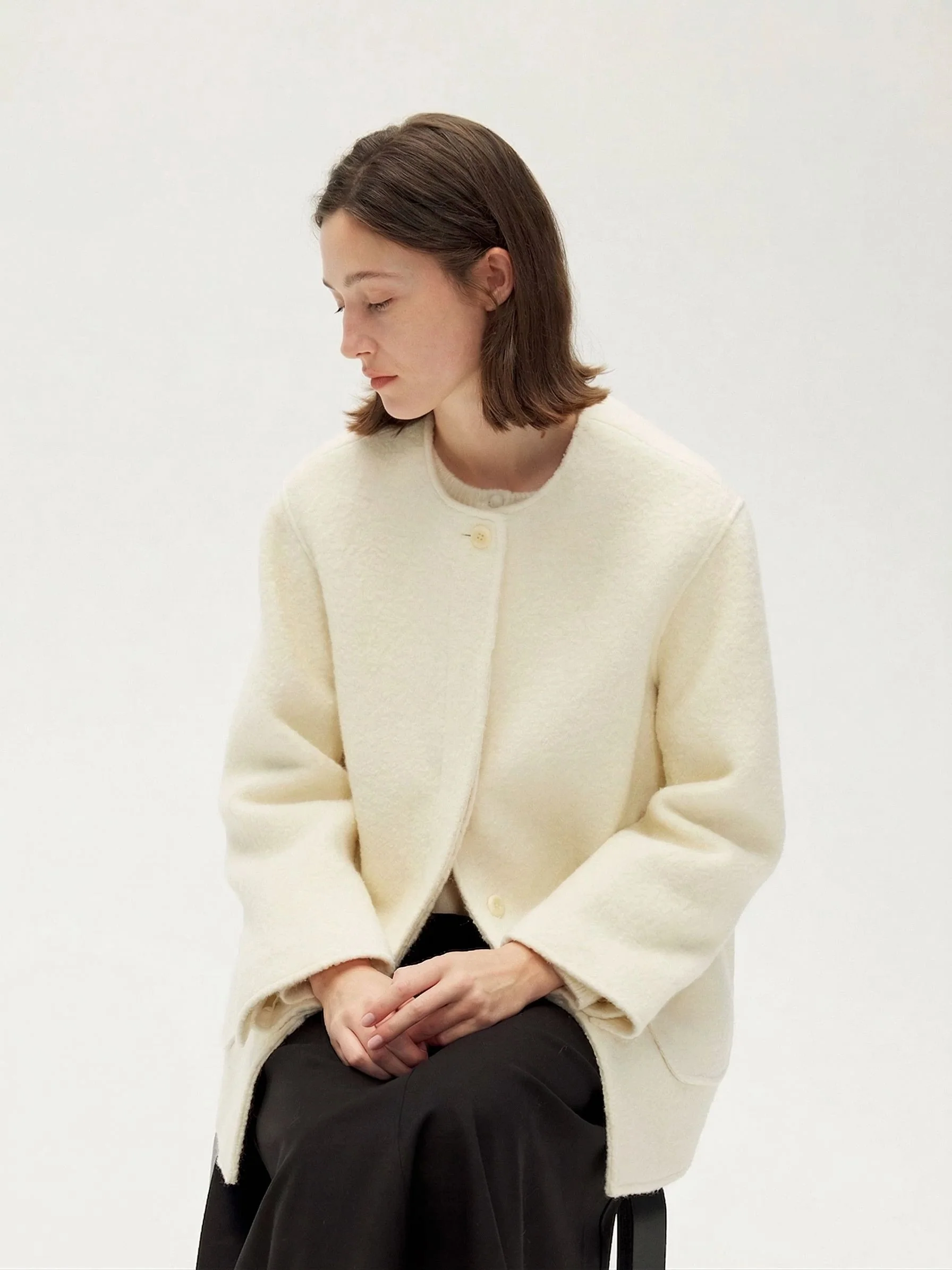 Collarless Patch Pocket Jacket - Image 7