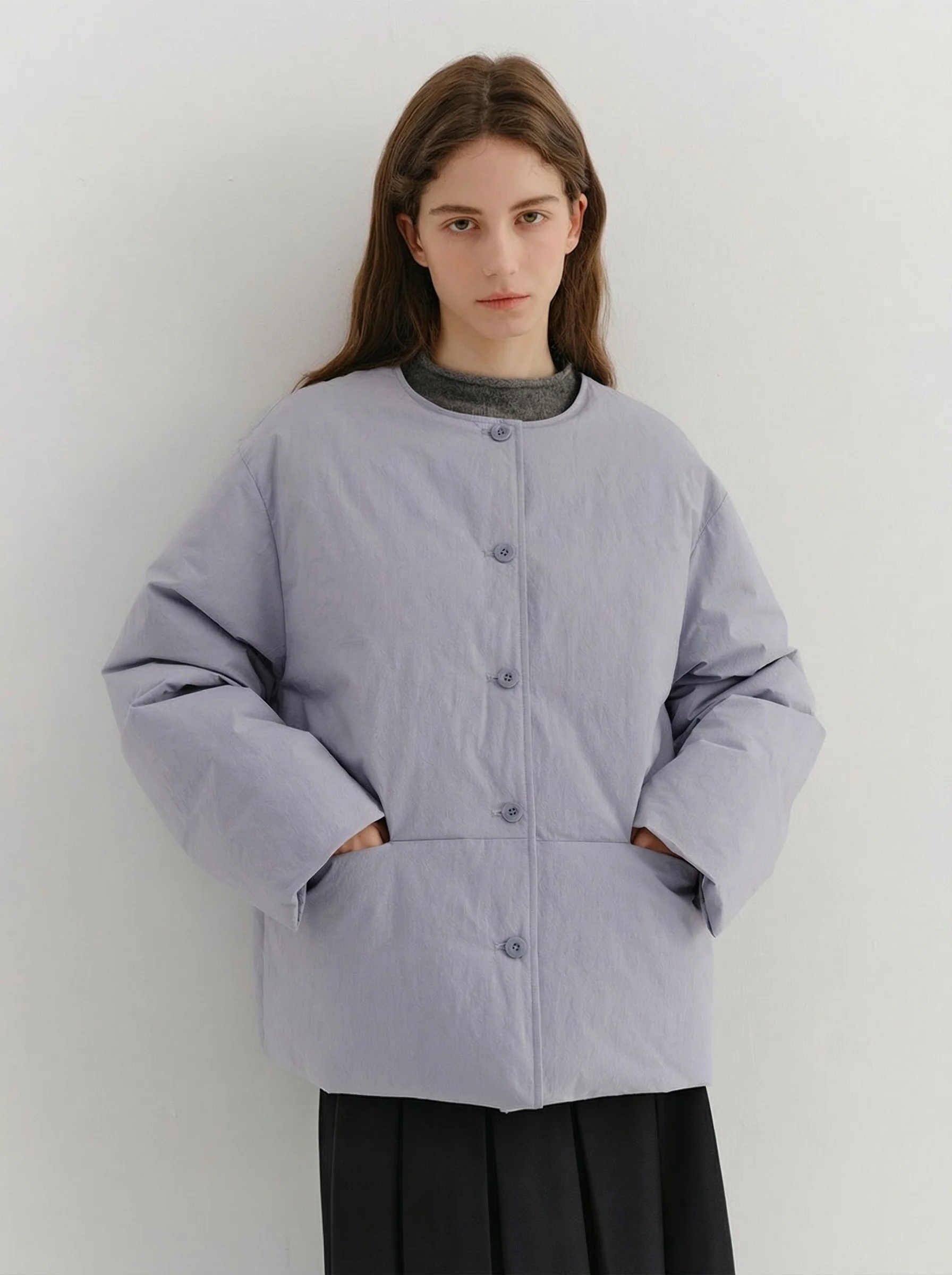 Collarless Puffer Jacket