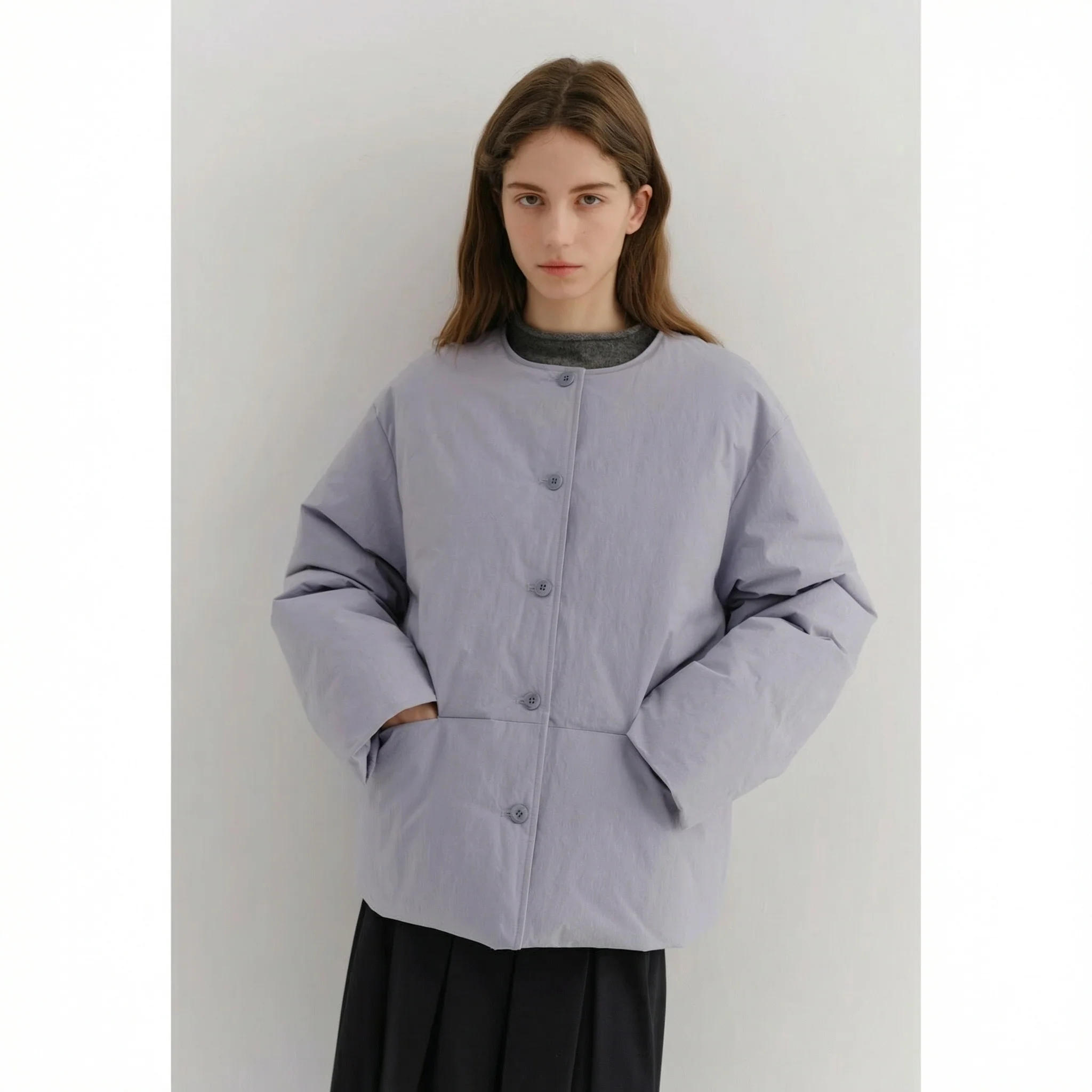 Collarless Puffer Jacket - Image 6