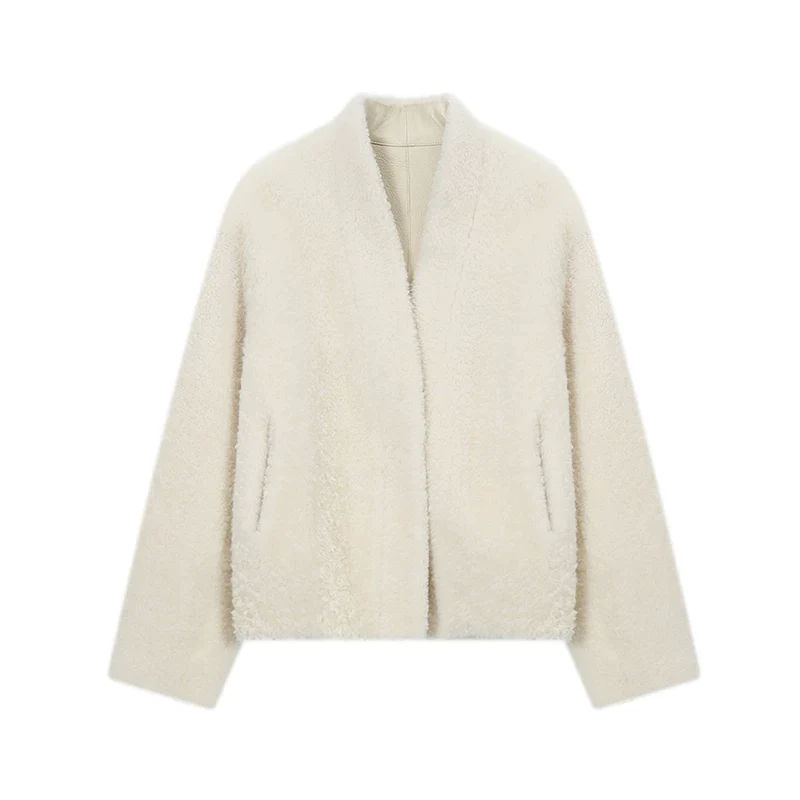 Collarless Shearling V‑Neck Jacket - Image 5