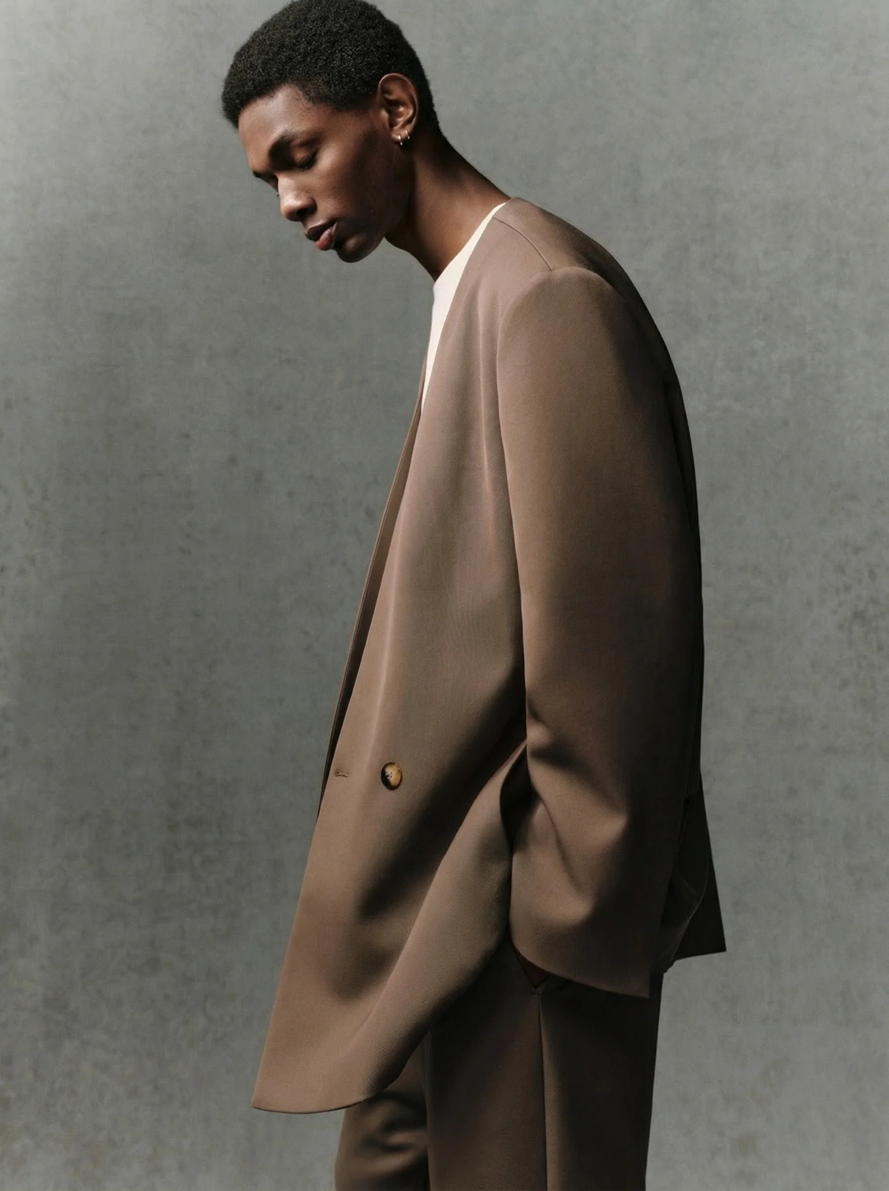 Collarless Wool Blazer - Image 2