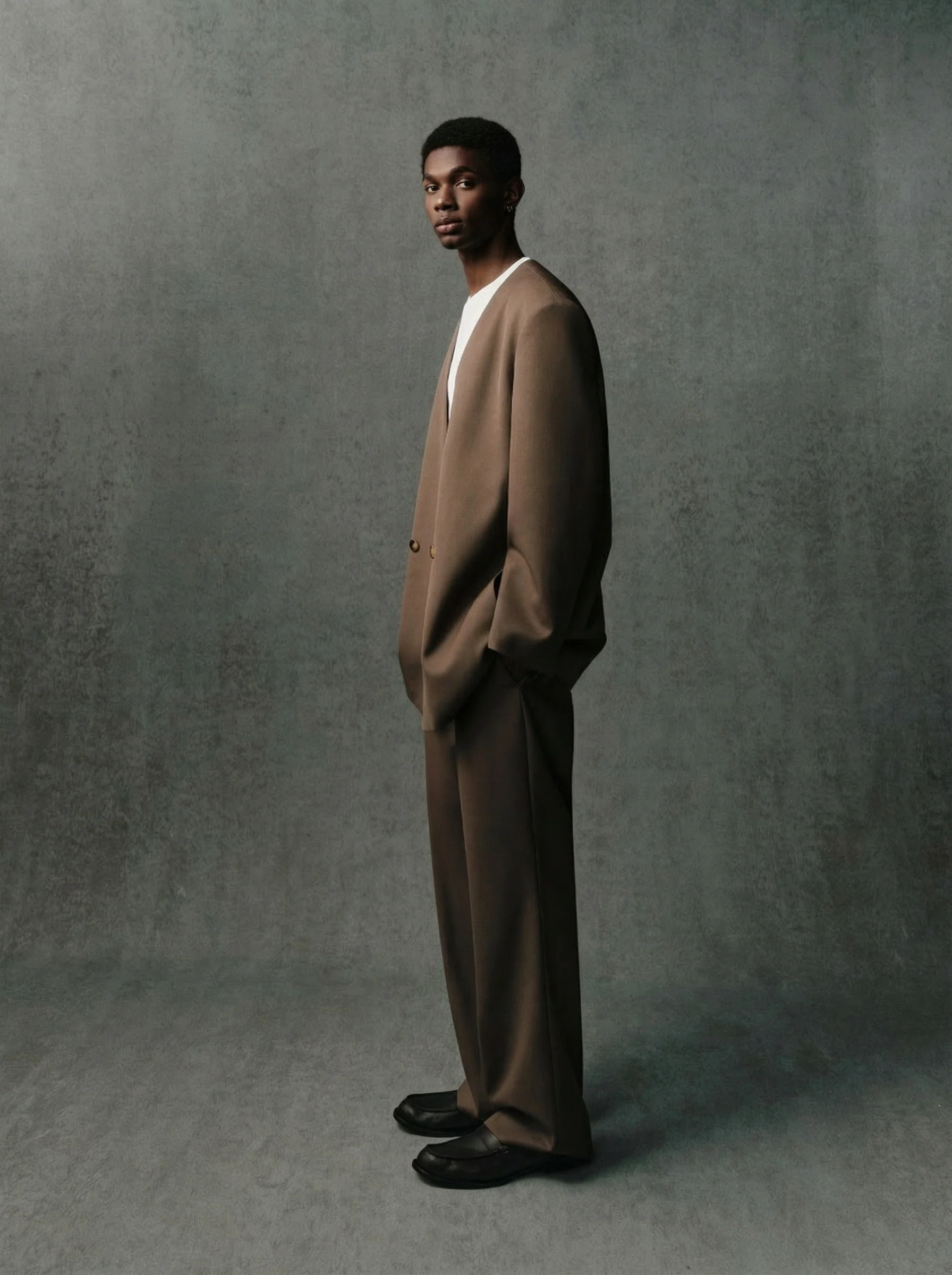 Collarless Wool Blazer - Image 3