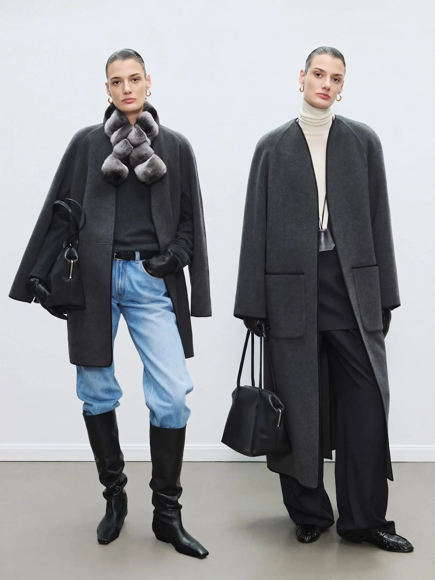 Collarless Wool Coat