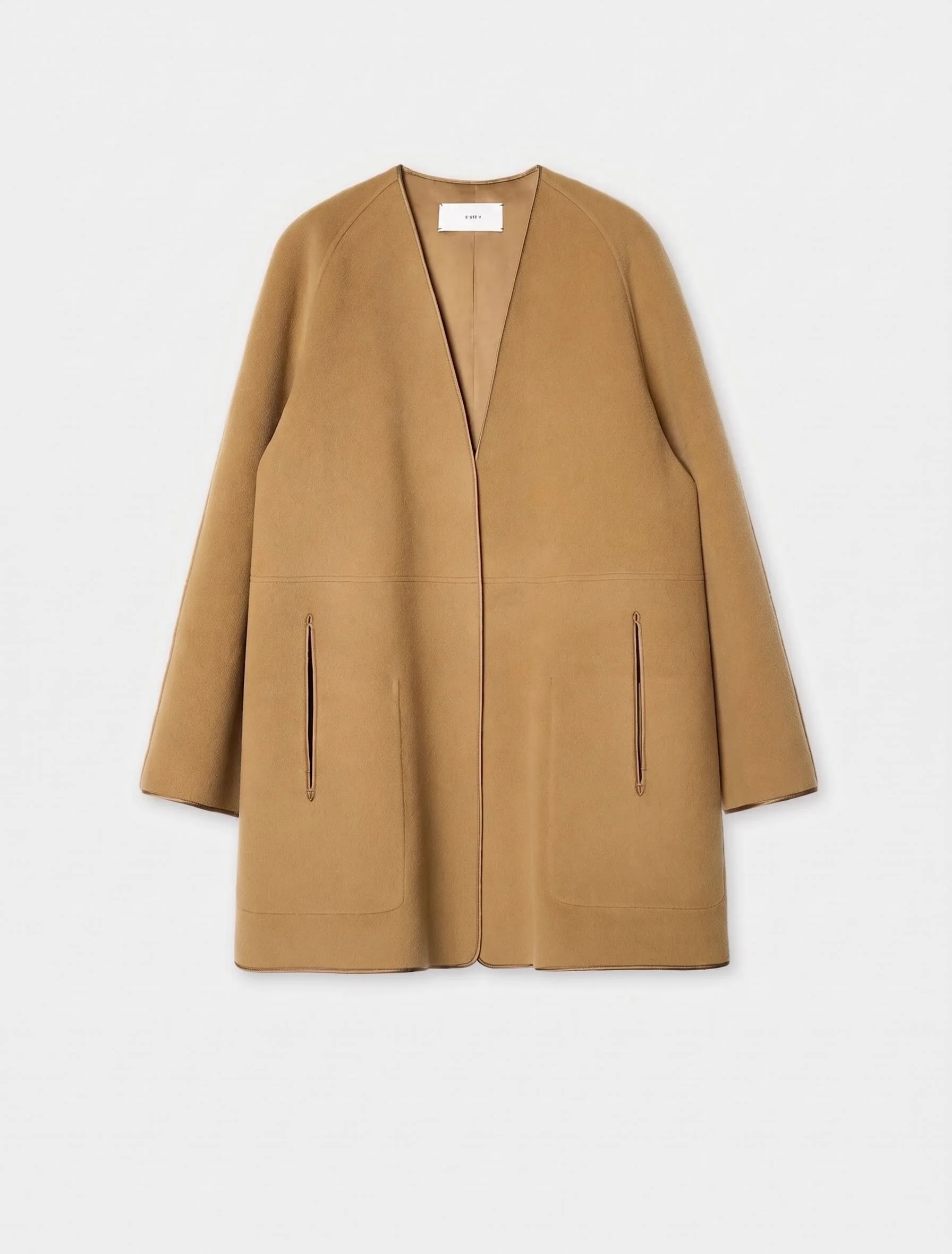 Collarless Wool Coat - Image 8