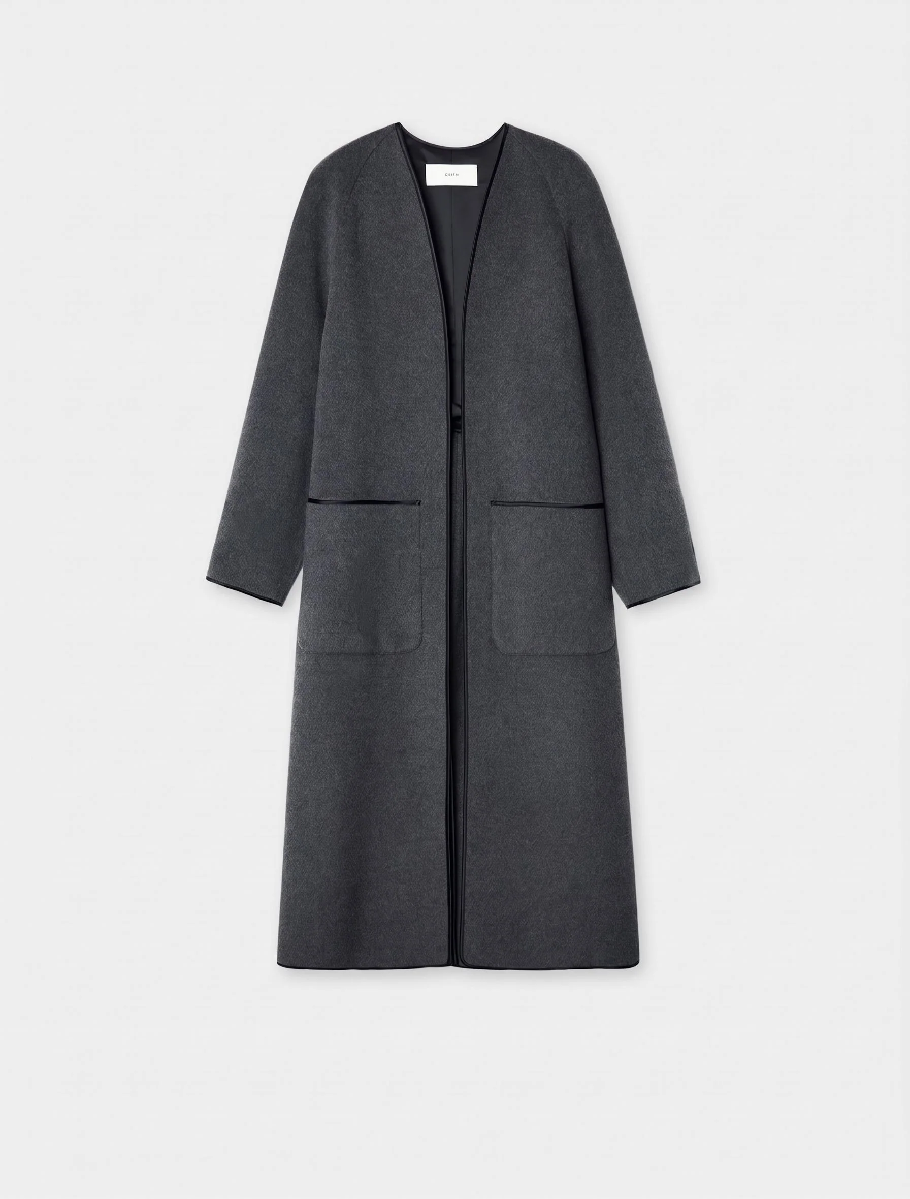 Collarless Wool Coat - Image 9