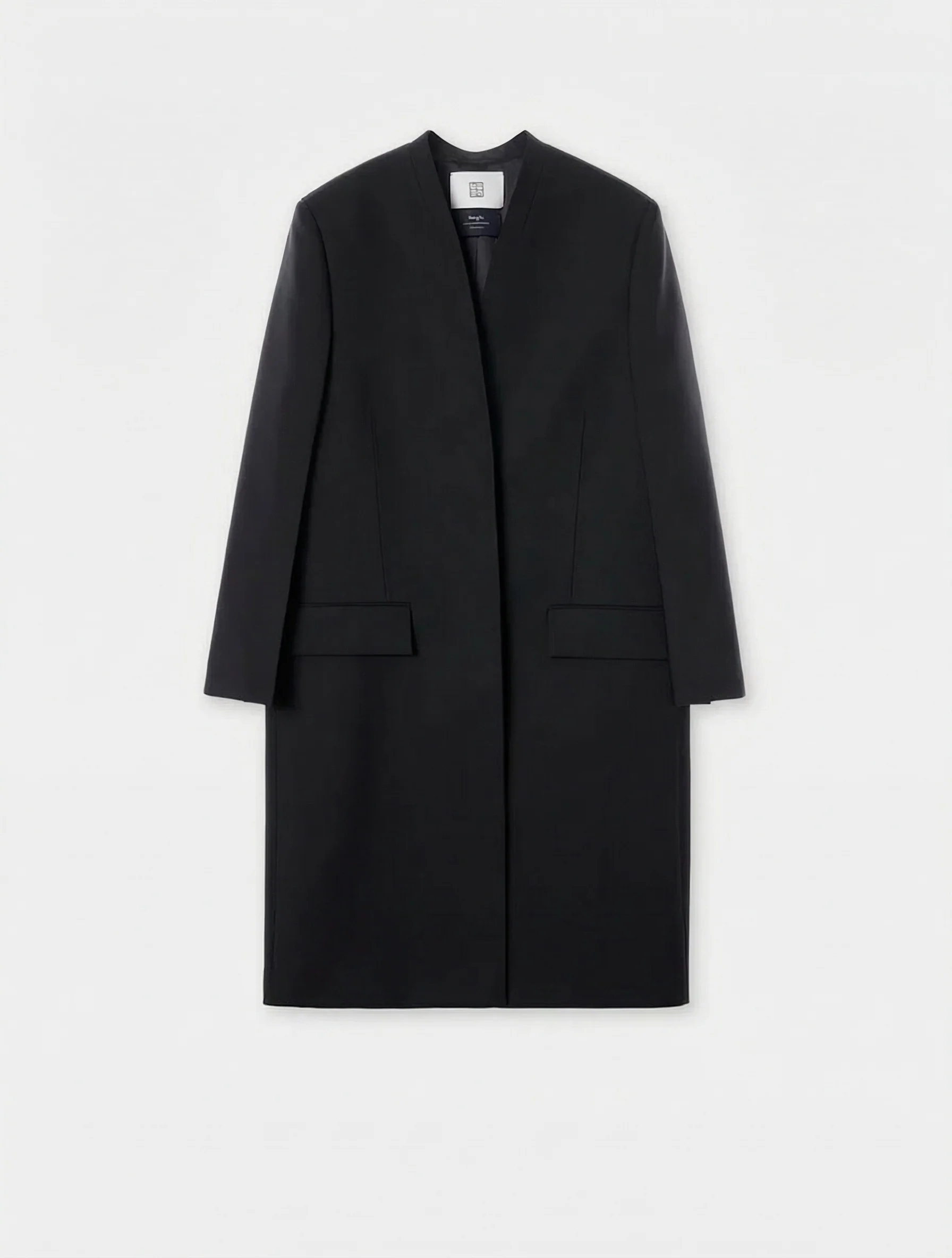 Collarless Wool Long Coat - Image 6