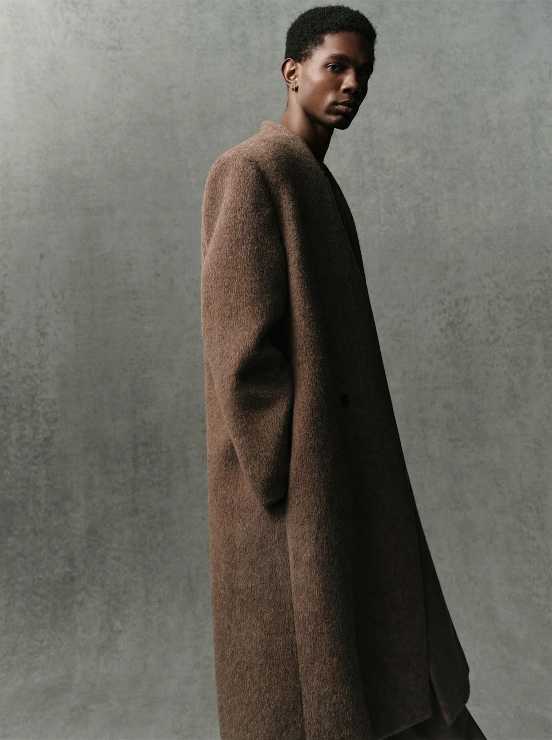 Collarless Wrap Coat - Image 2