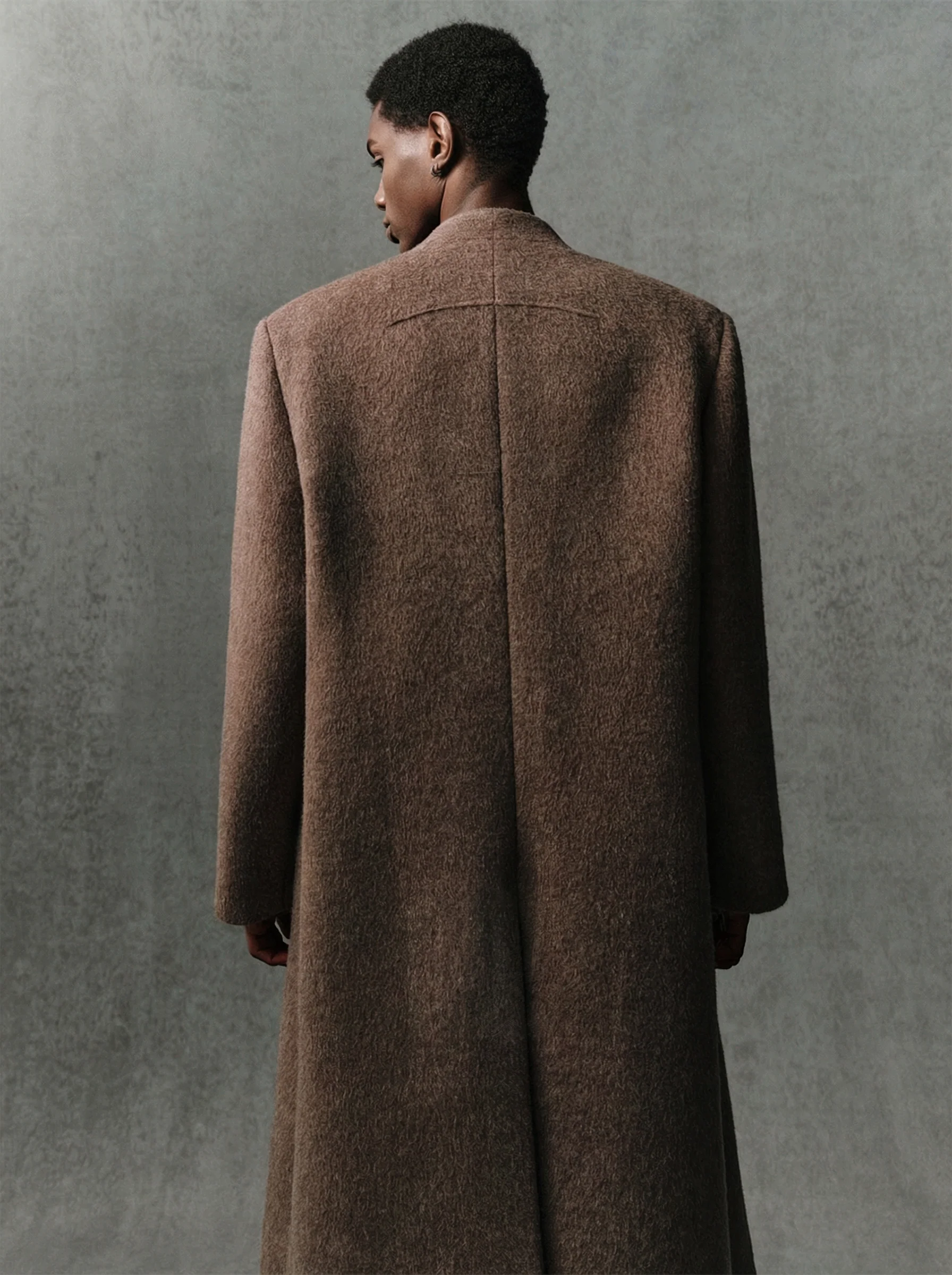 Collarless Wrap Coat - Image 3