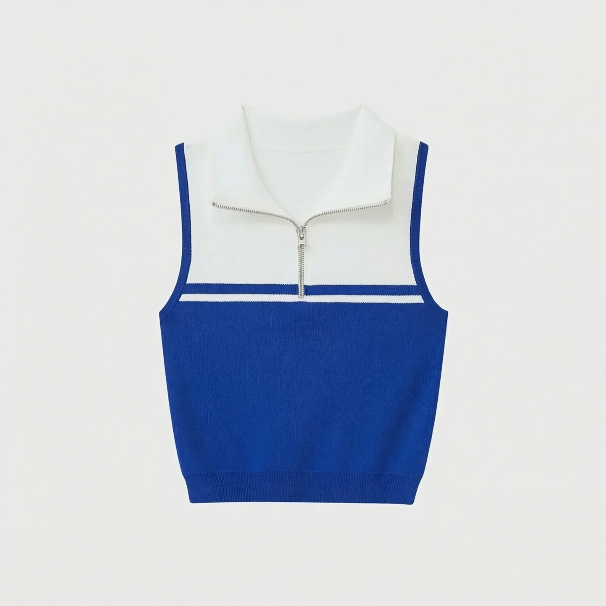 Color-Block Zip-Up Knit Vest - Image 5