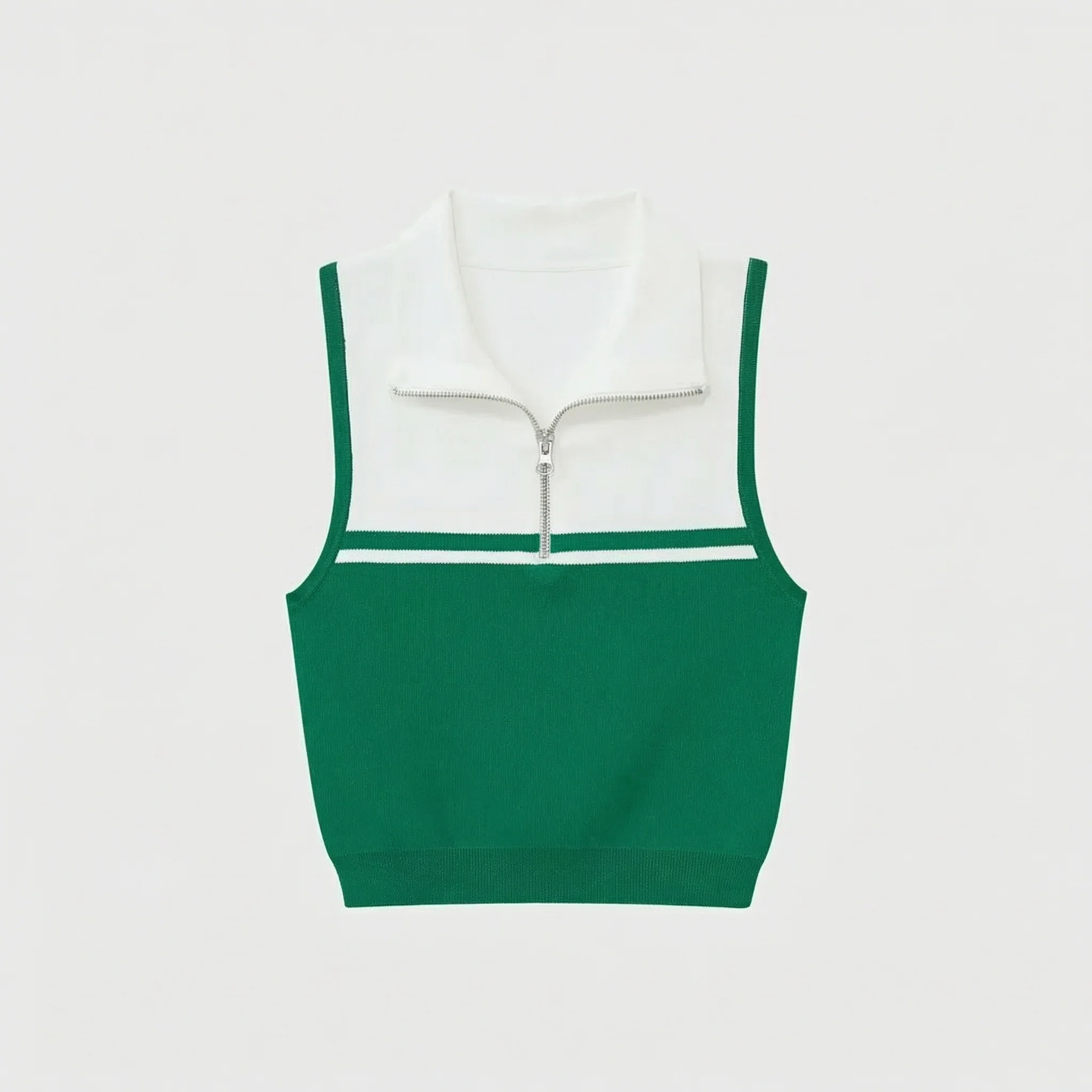 Color-Block Zip-Up Knit Vest - Image 6