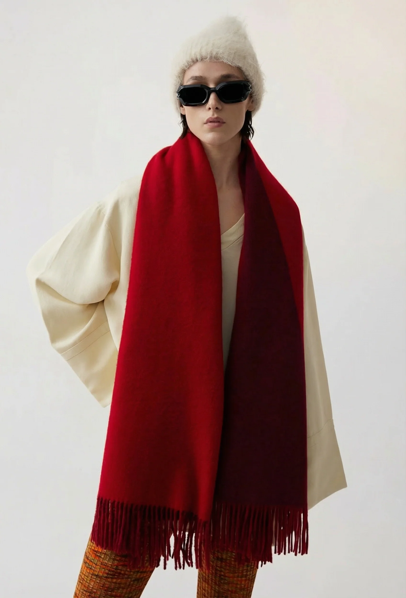 Colorblock Fringe Scarf - Image 3