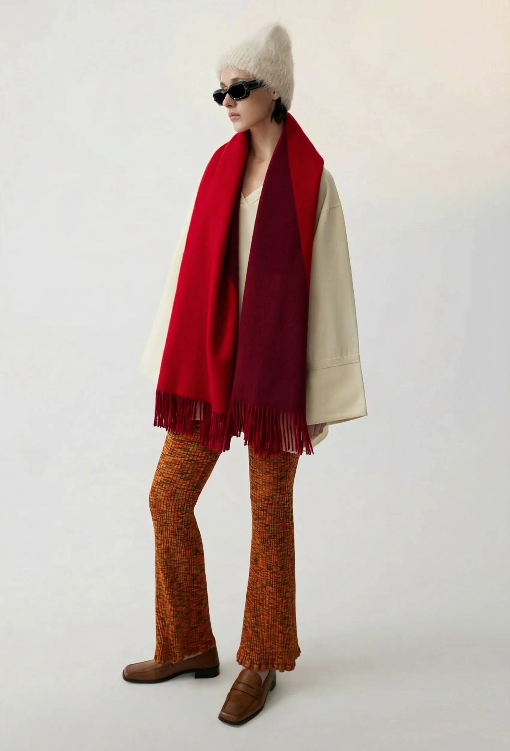 Colorblock Fringe Scarf - Image 4