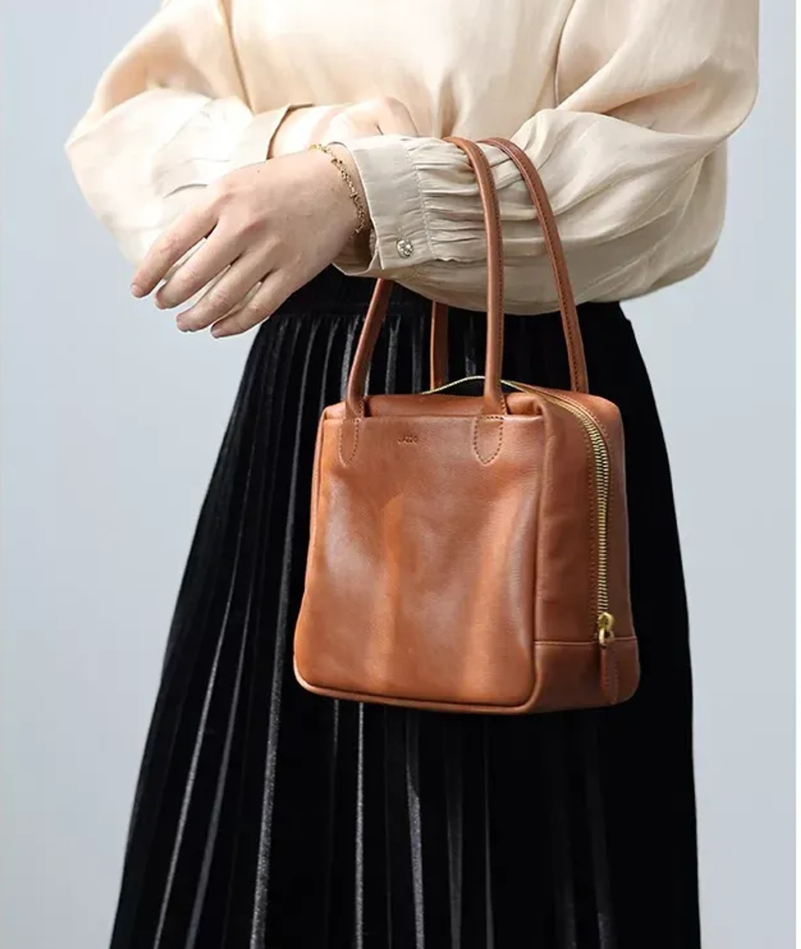 Compact Square Leather Tote - Image 10