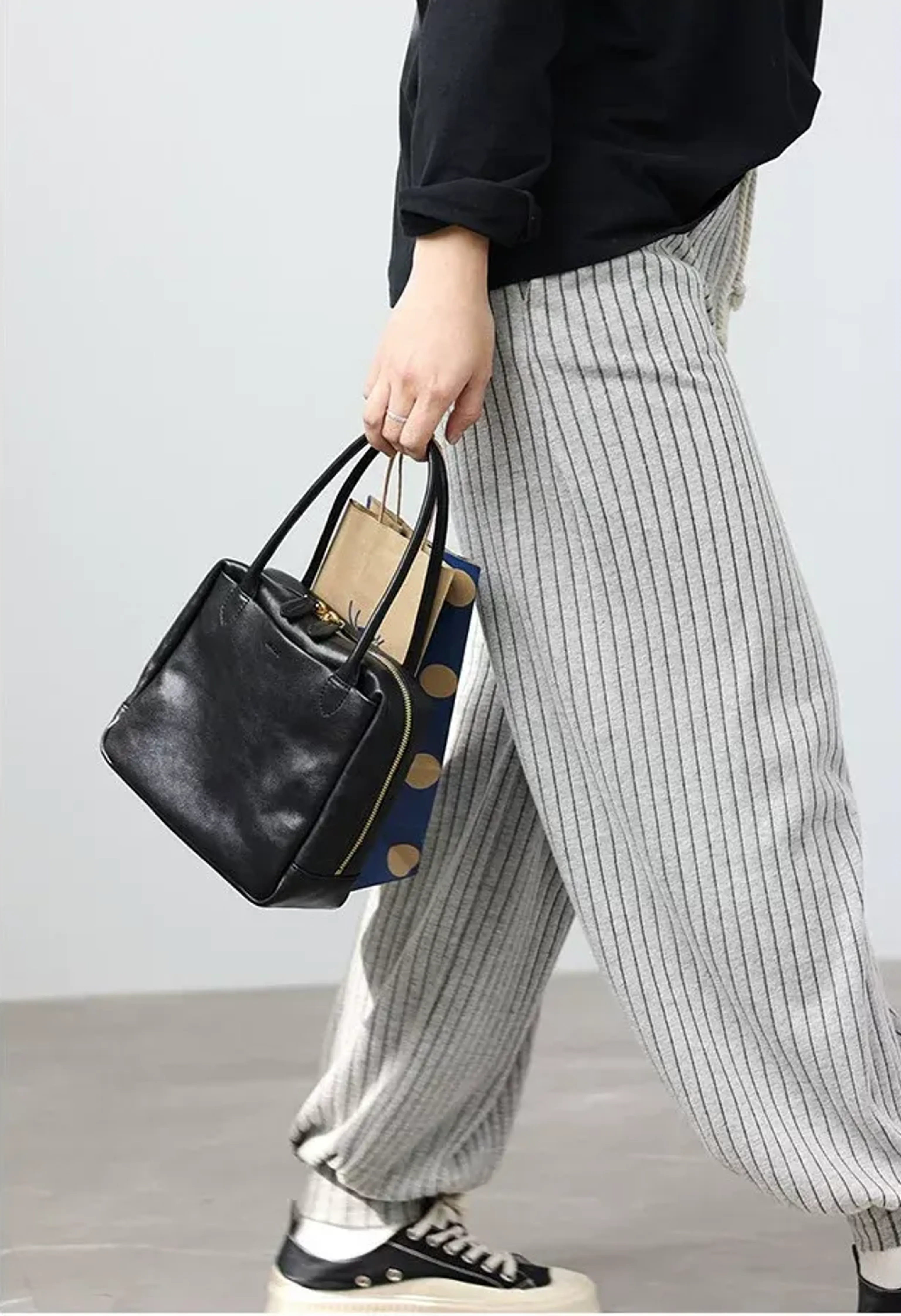 Compact Square Leather Tote - Image 11