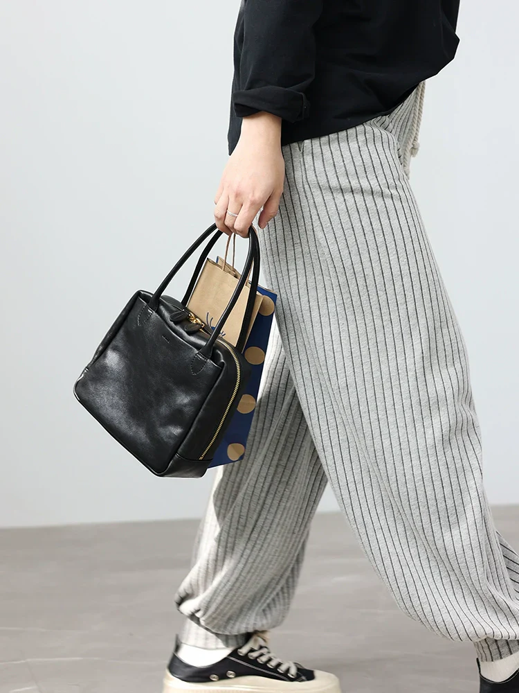 Compact Square Leather Tote - Image 3