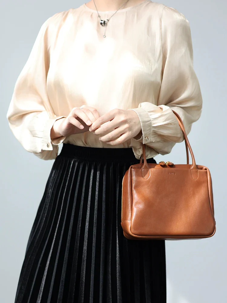 Compact Square Leather Tote - Image 4