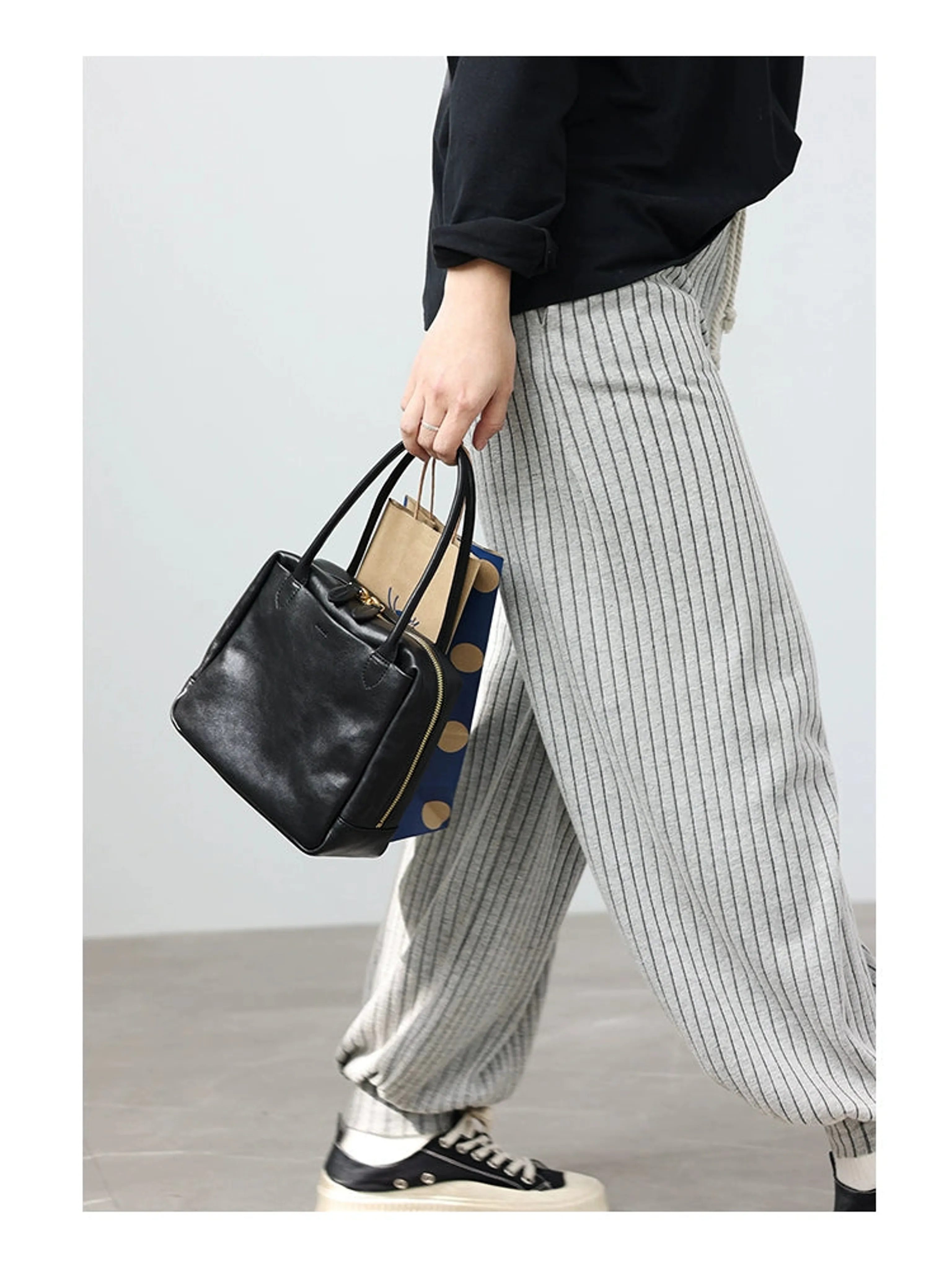 Compact Square Leather Tote - Image 6
