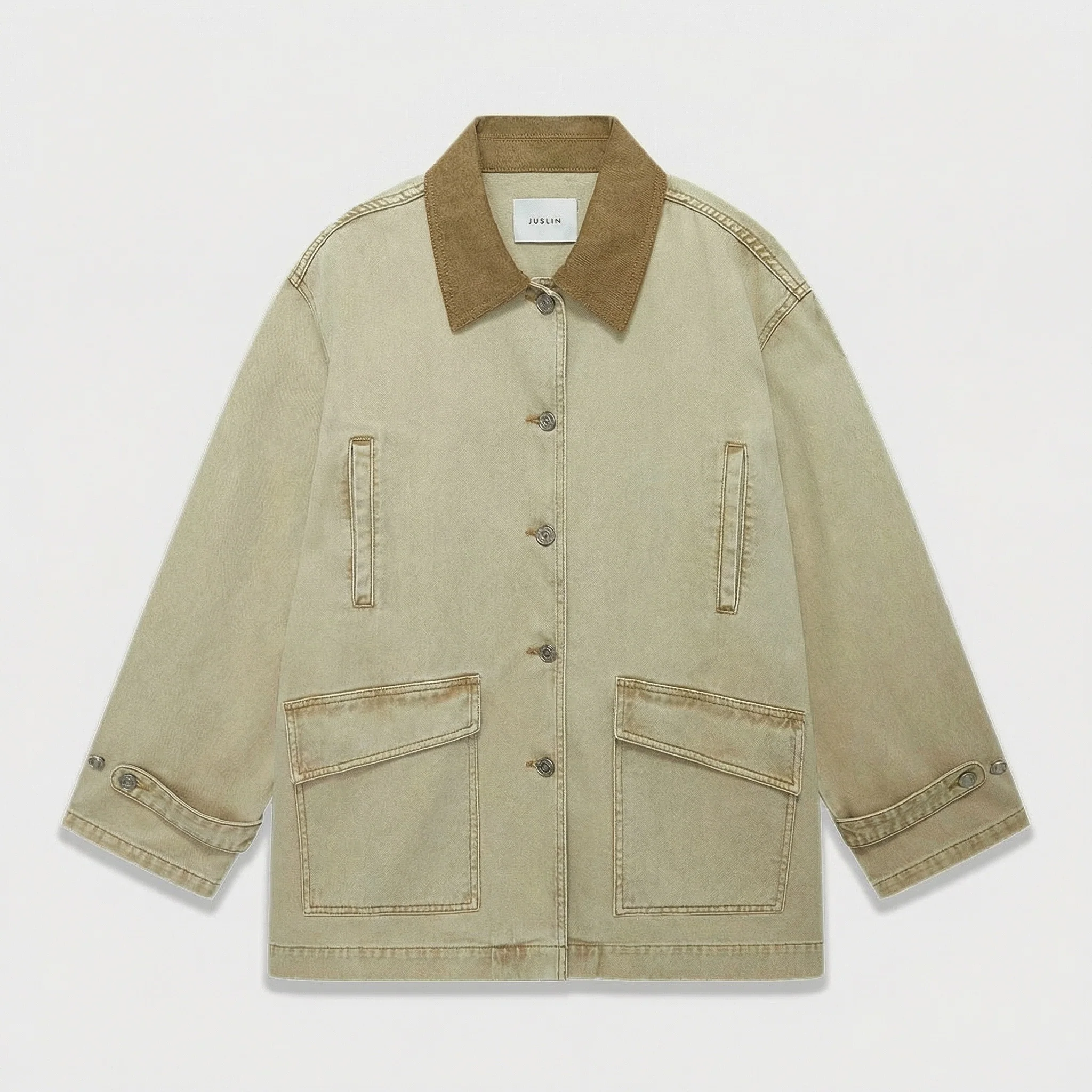 Contrast Collar Chore Jacket - Image 7