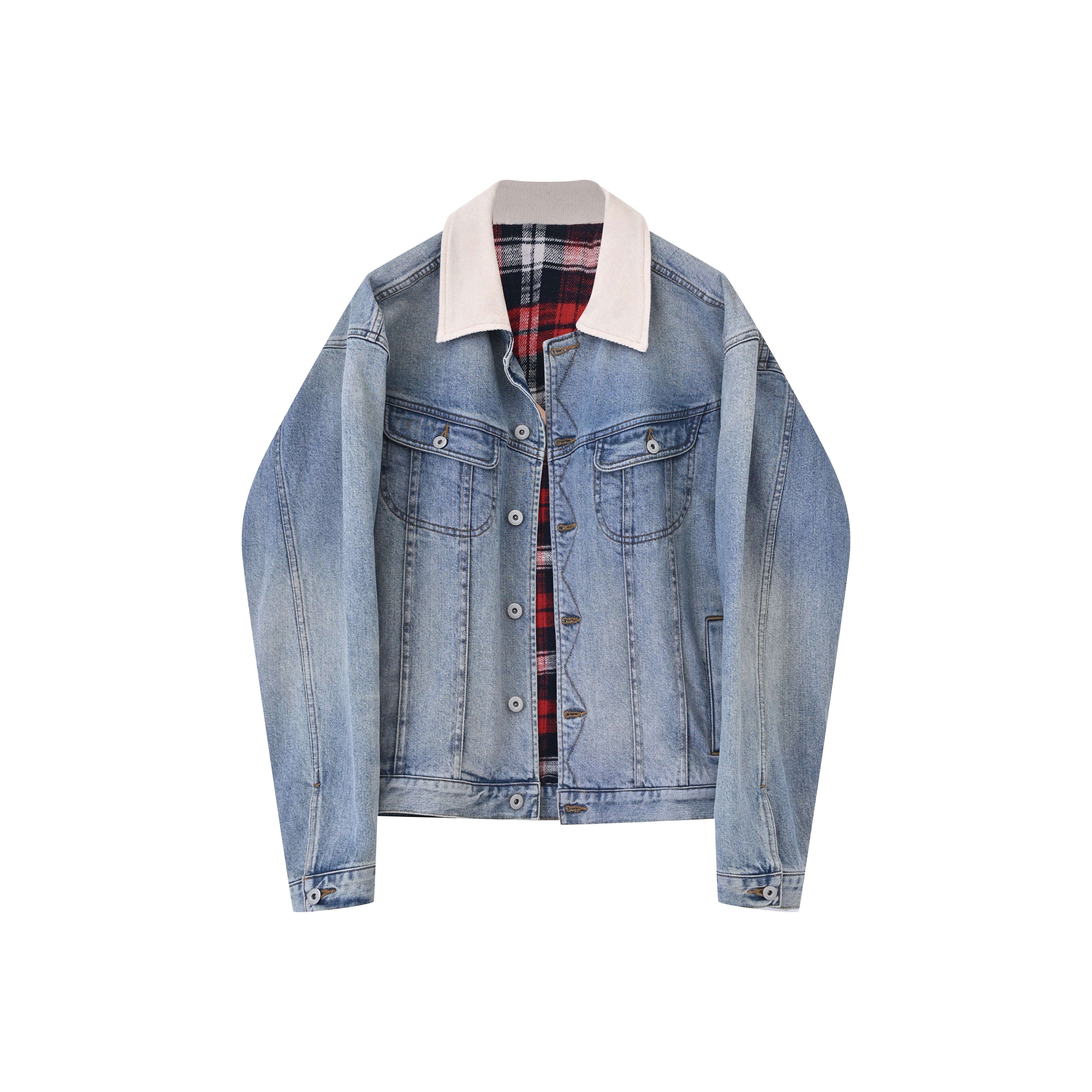Contrast Collar Denim Jacket - Image 6