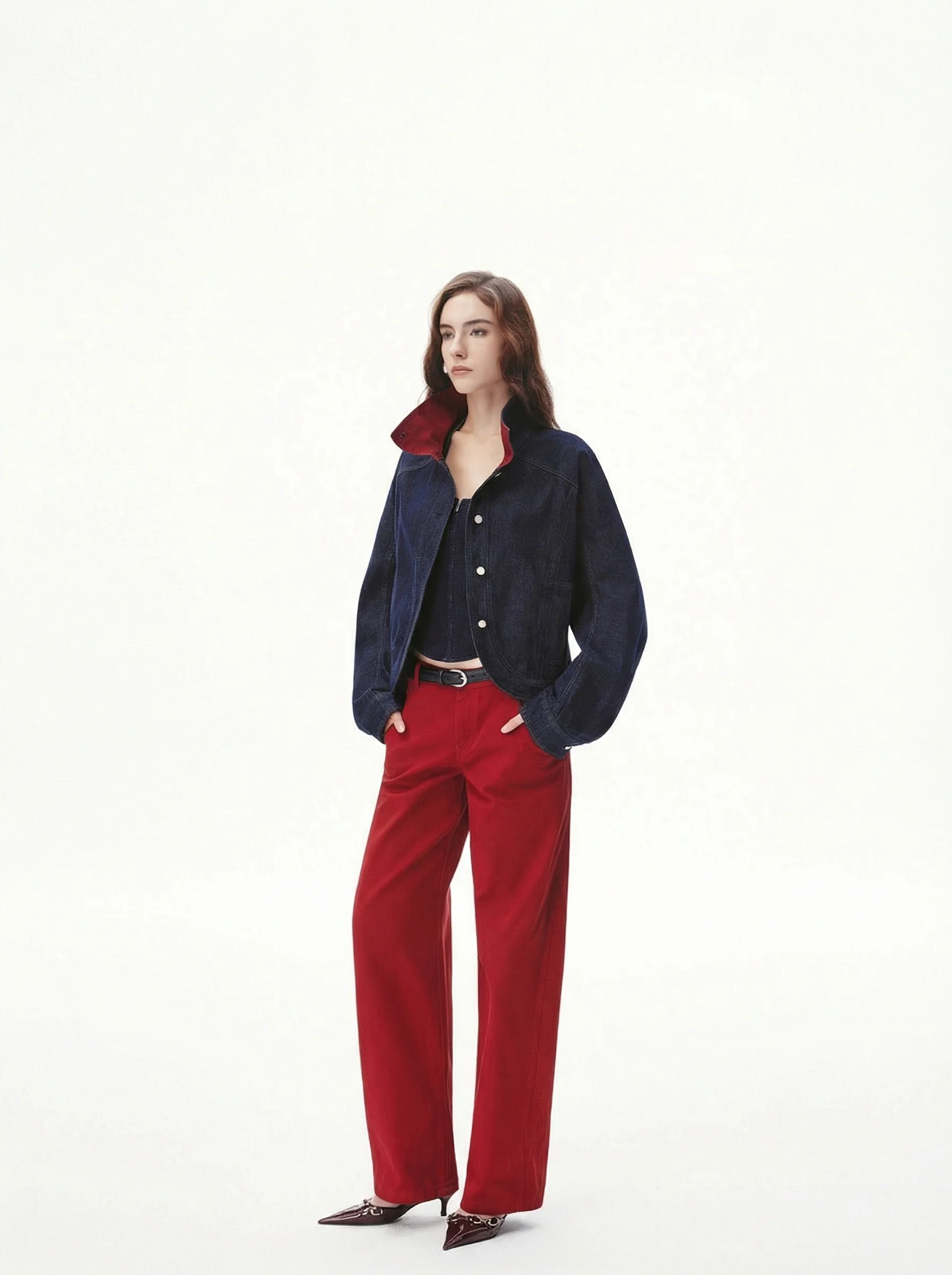 Contrast Collar Denim Jacket - Image 4