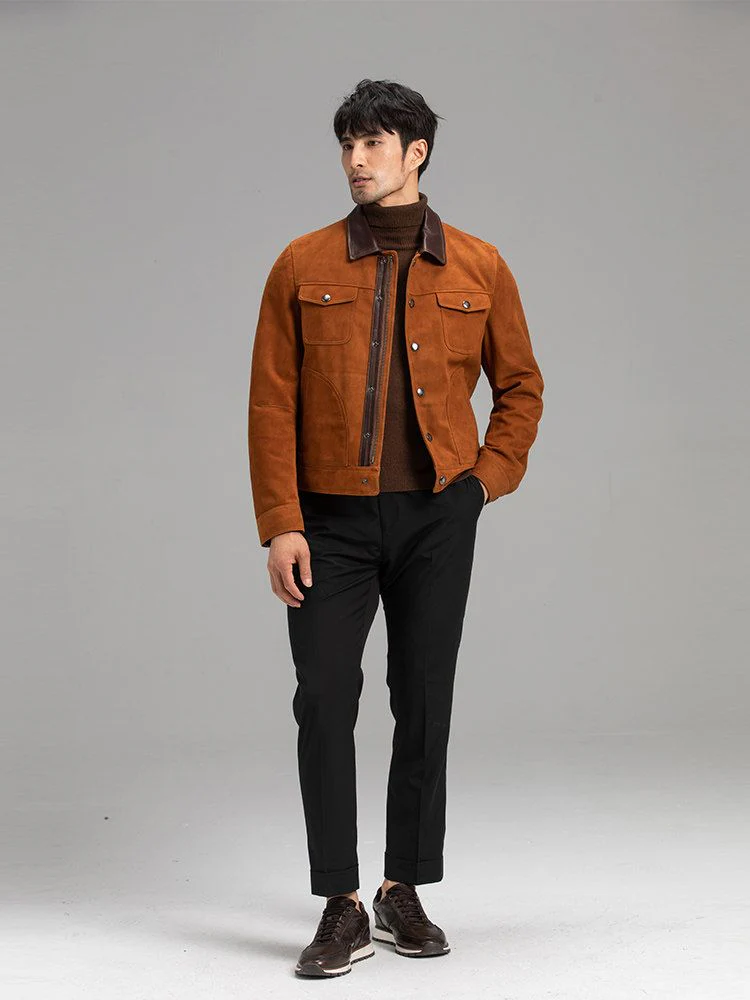 Contrast Collar Suede Jacket - Image 3